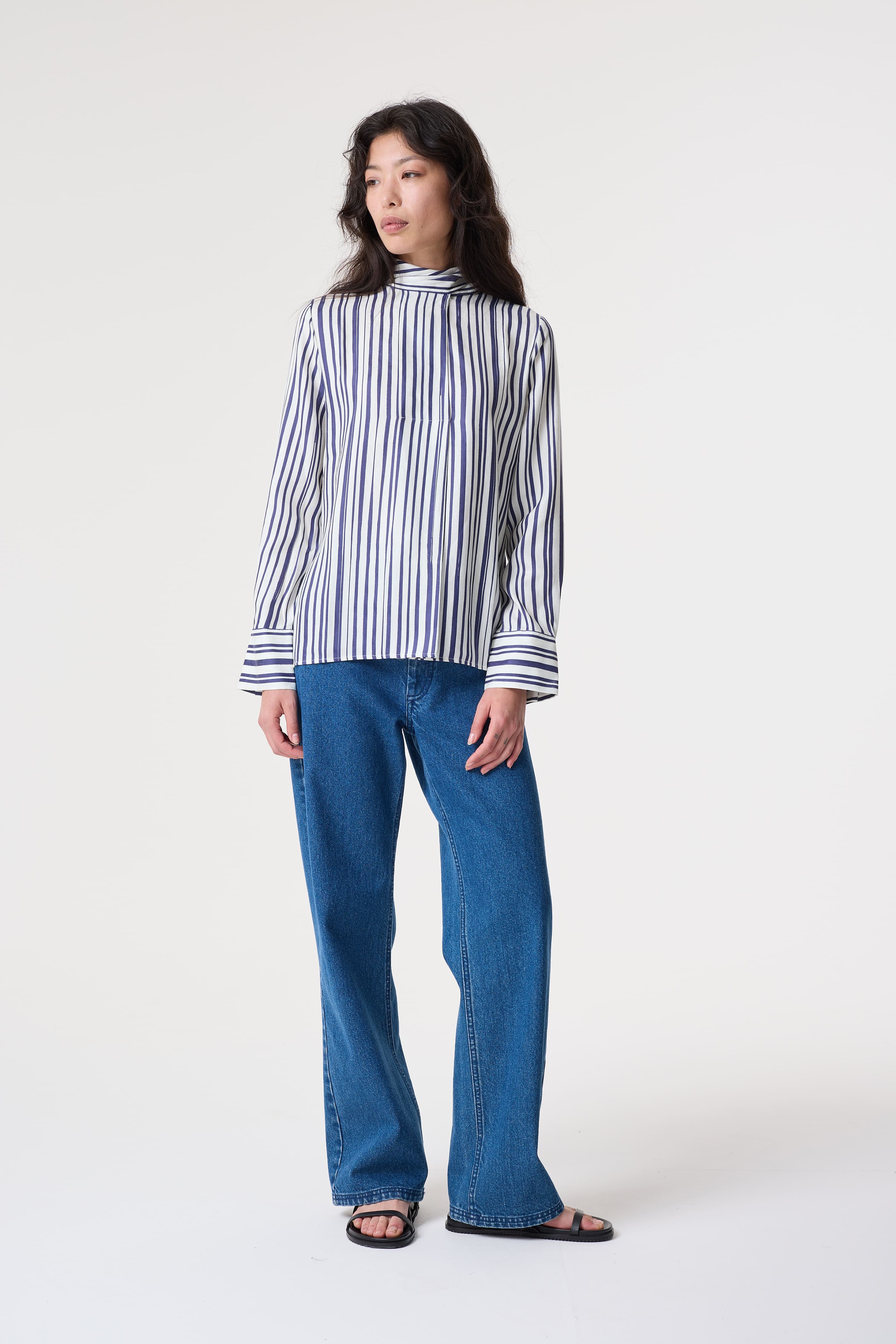 VIOLA NAVY IRREGULAR PRINT BLOUSE