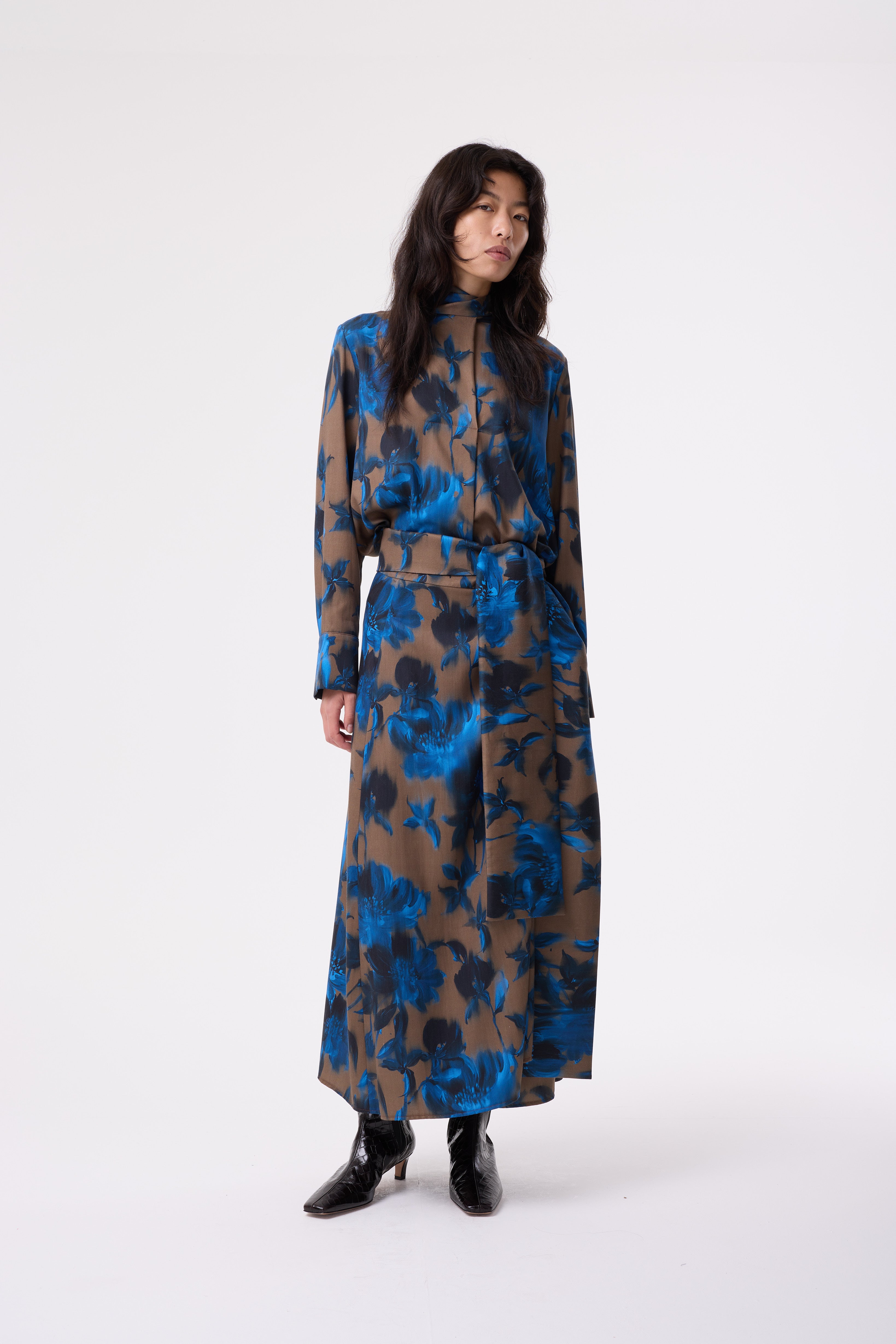 SABINA BLURRED FLORAL PRINT SKIRT