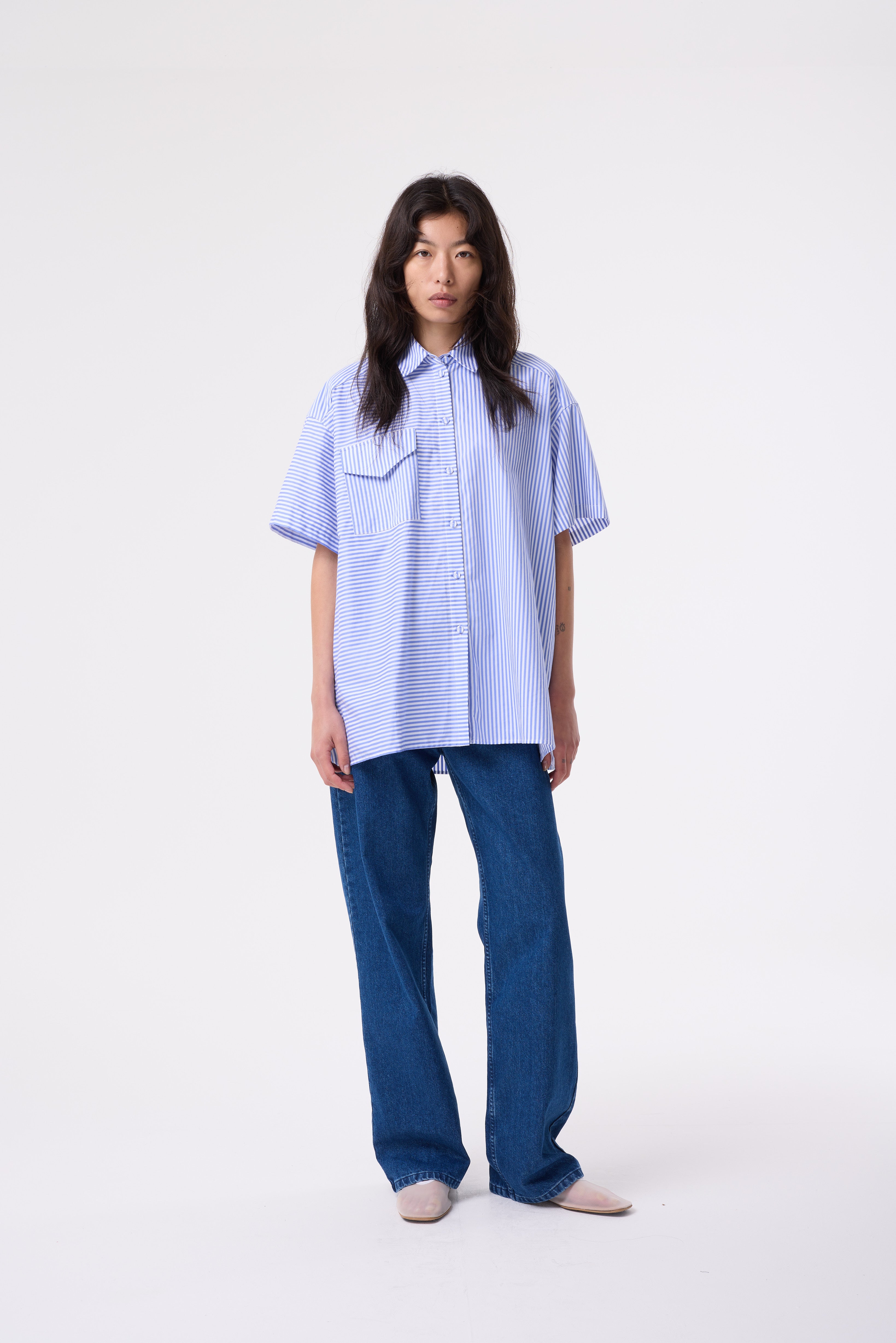 RAINA BLUE STRIPE SHIRT