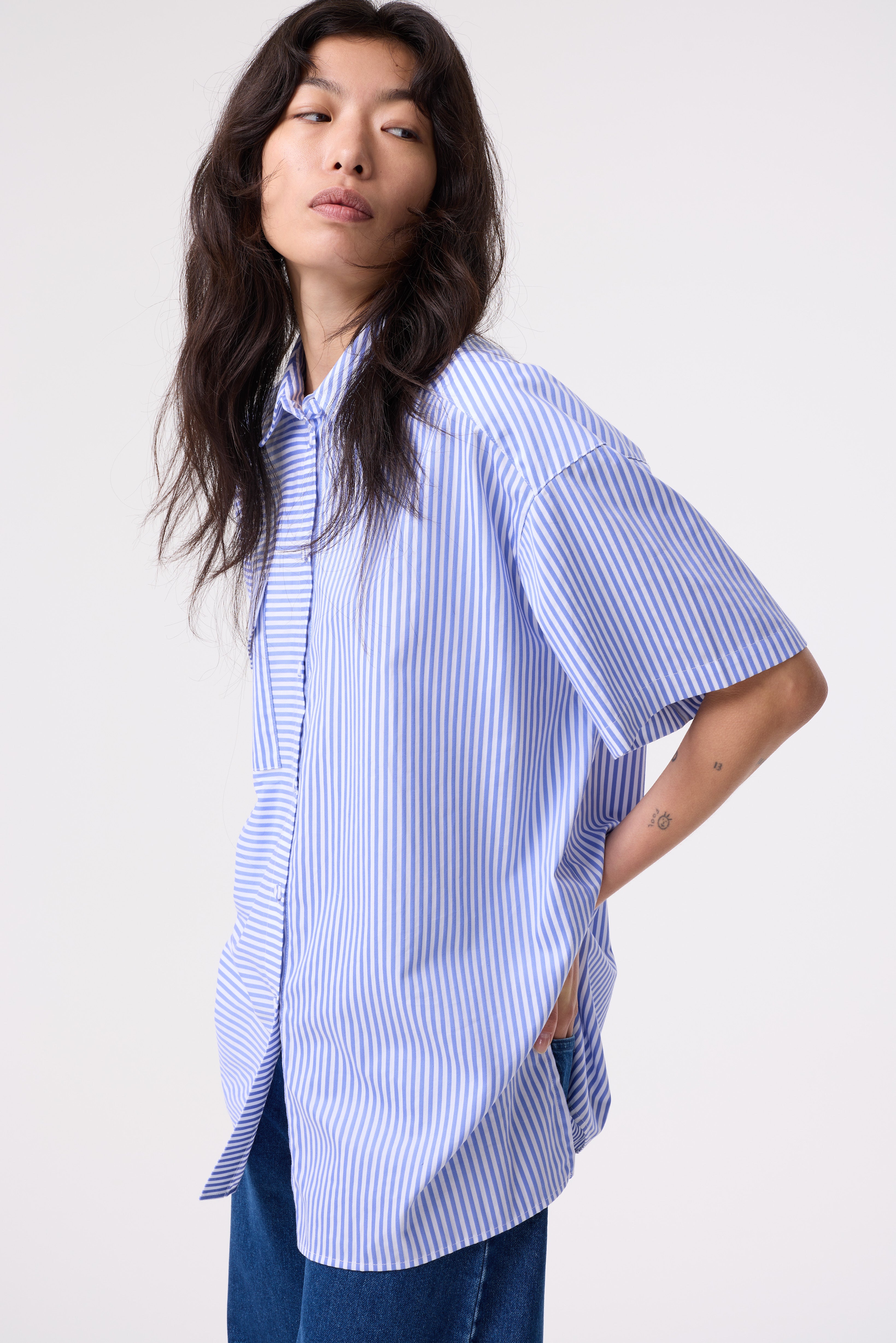 RAINA BLUE STRIPE SHIRT