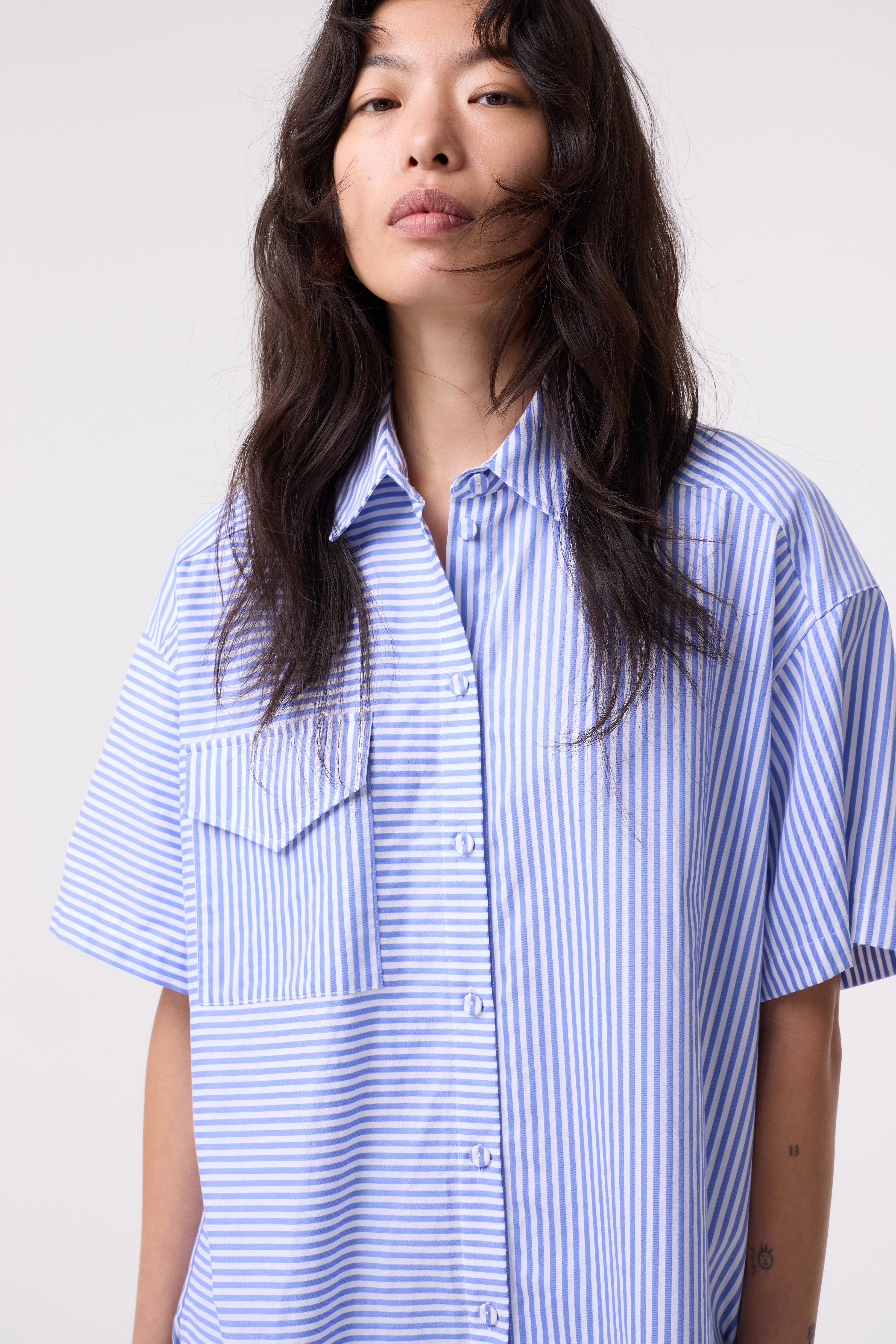 RAINA BLUE STRIPE SHIRT