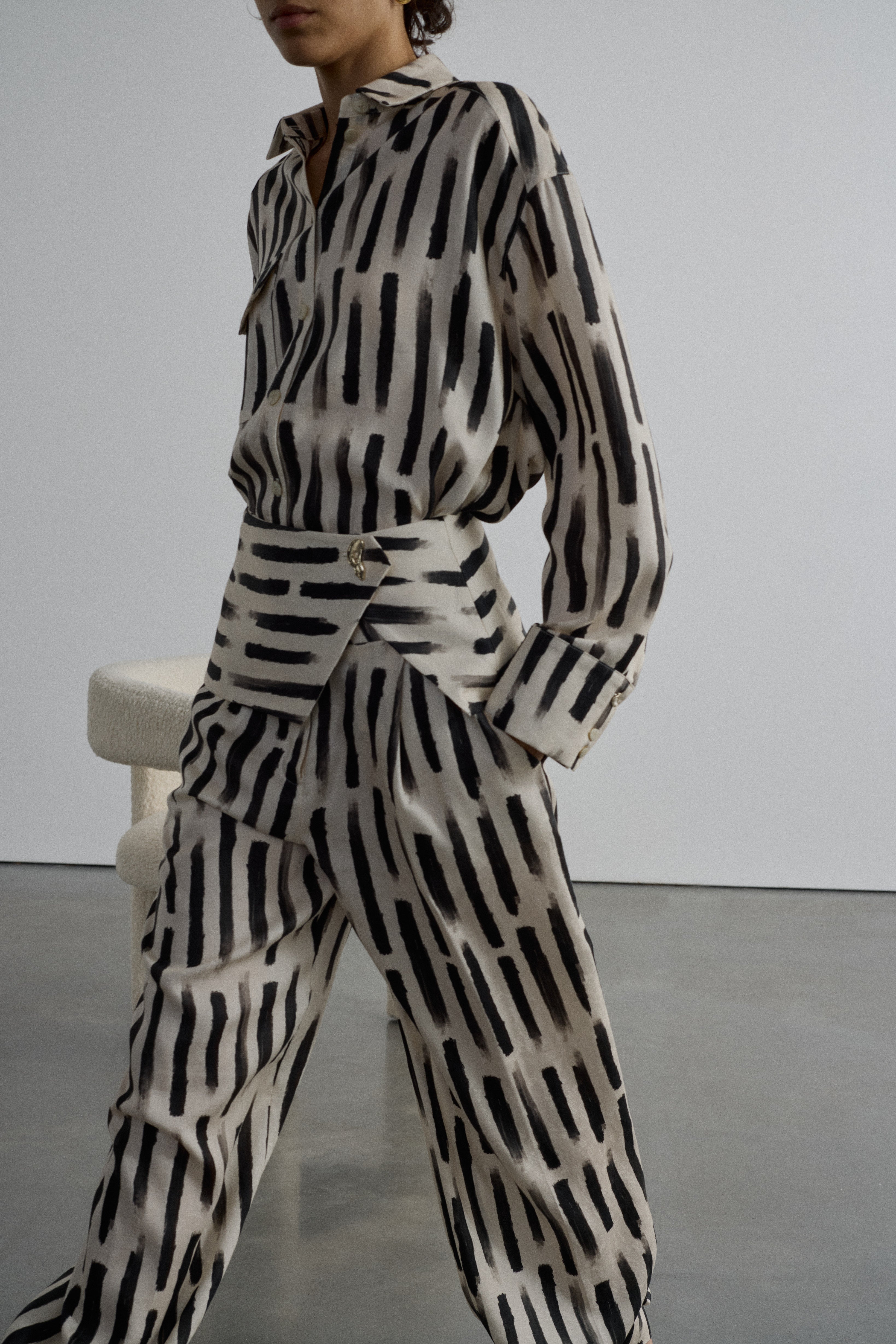 PERLA BRUSH STROKE PRINT TROUSERS