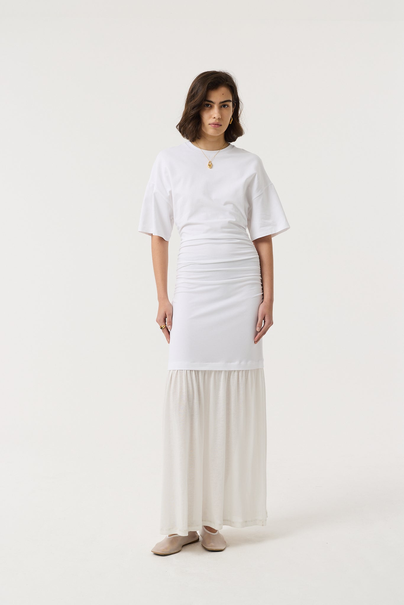 Briar Off-White T-Shirt Maxi Dress | AKYN