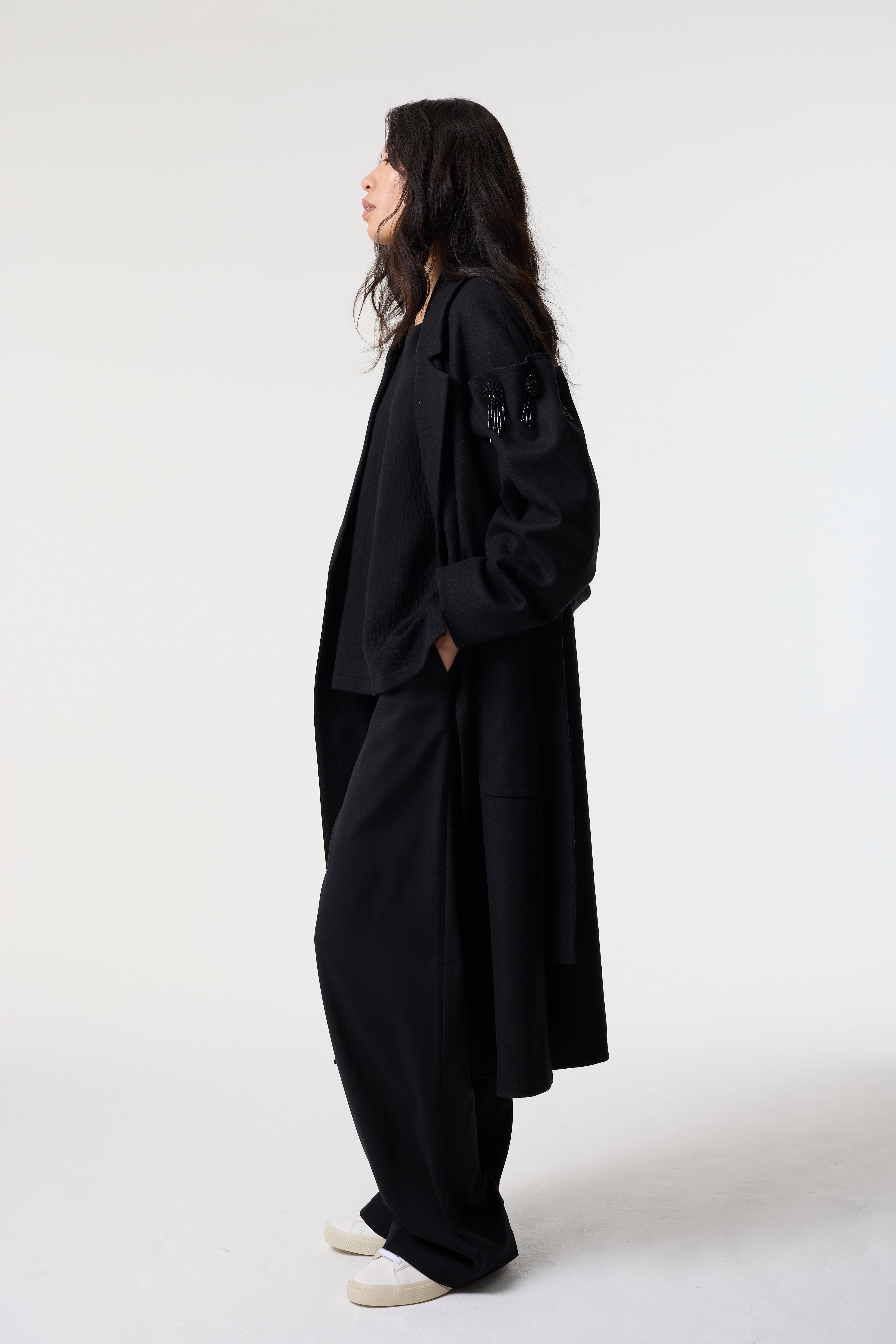 ZARIA BLACK WOOL COAT