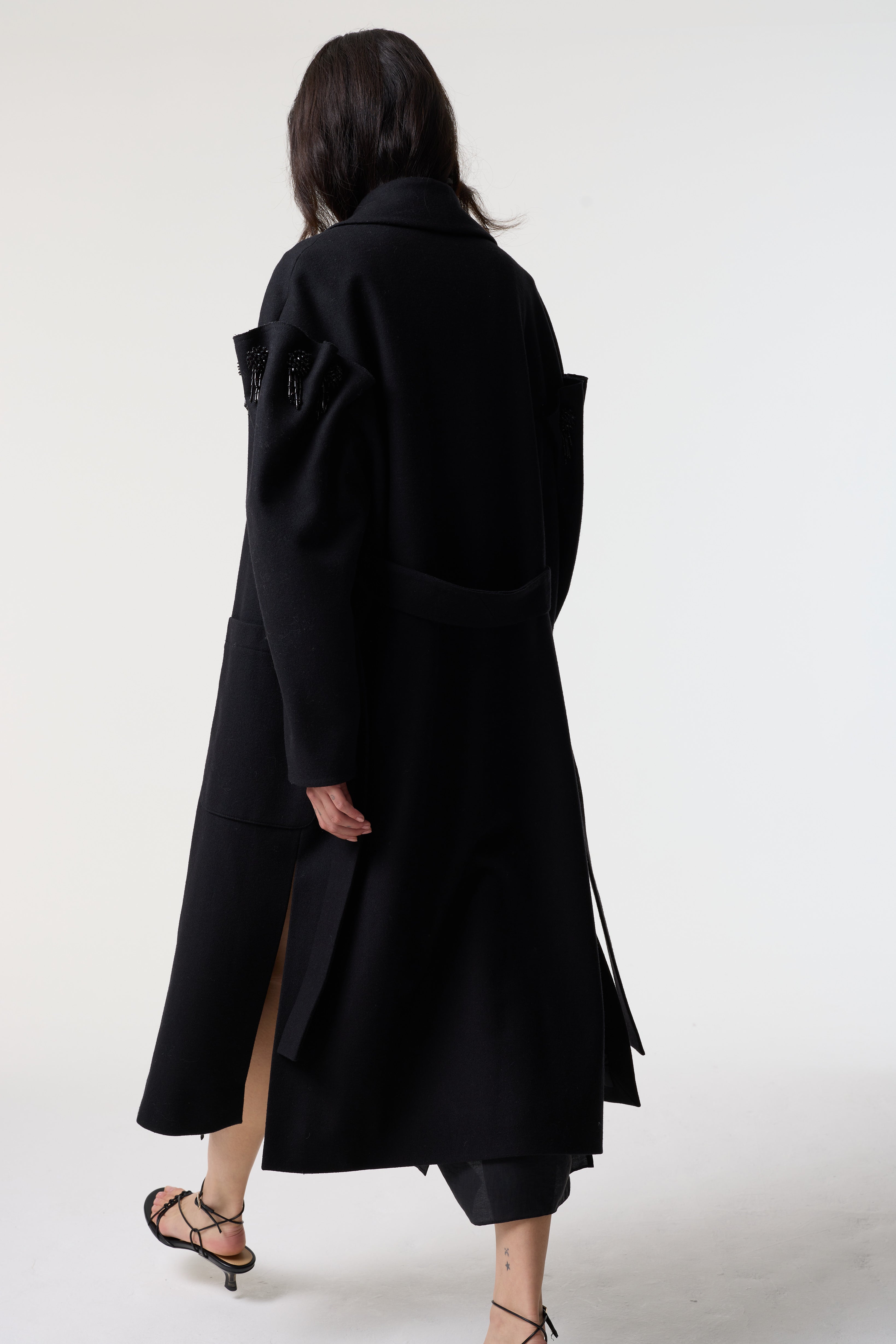 ZARIA BLACK WOOL COAT