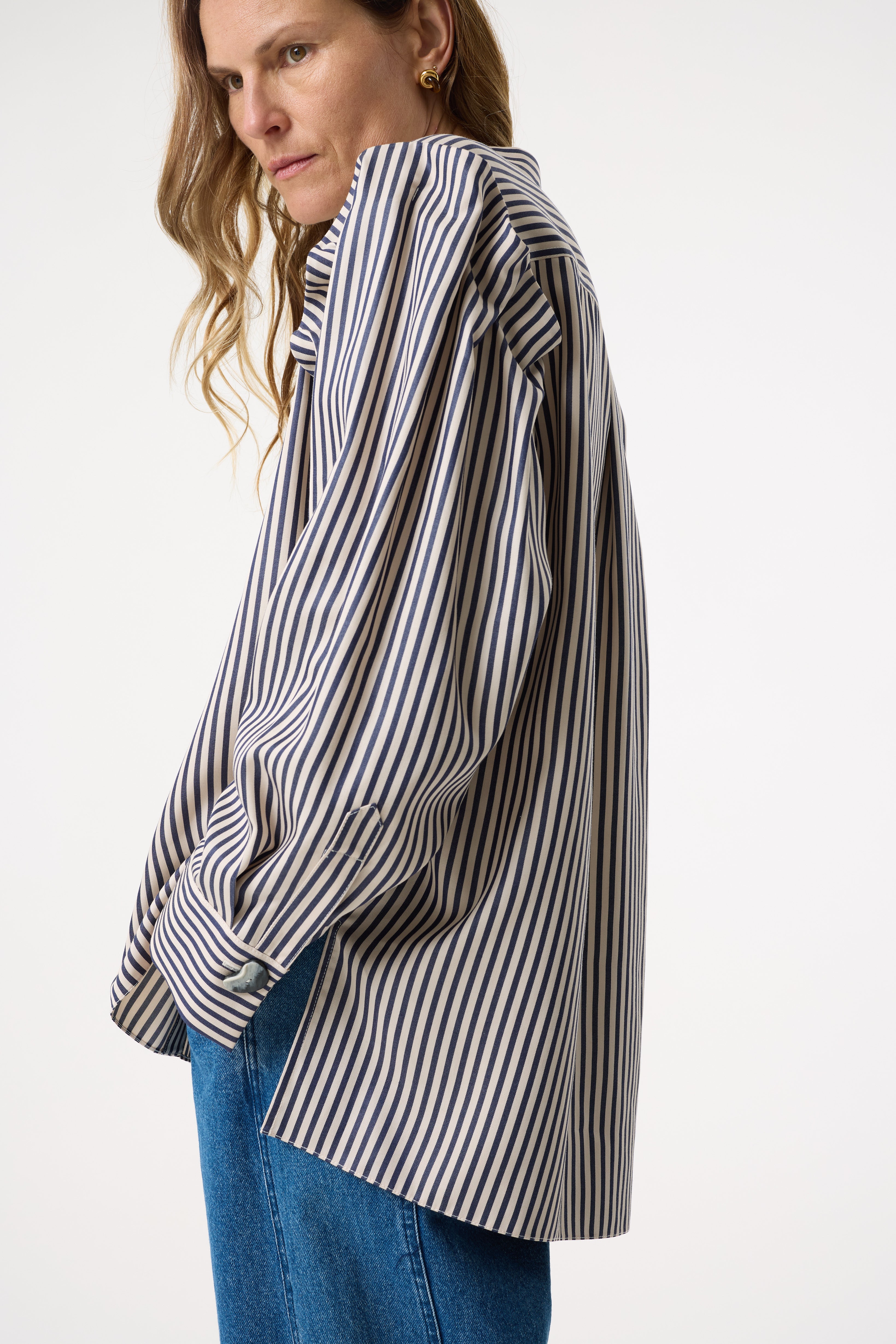 KAIA NAVY STRIPE SHIRT