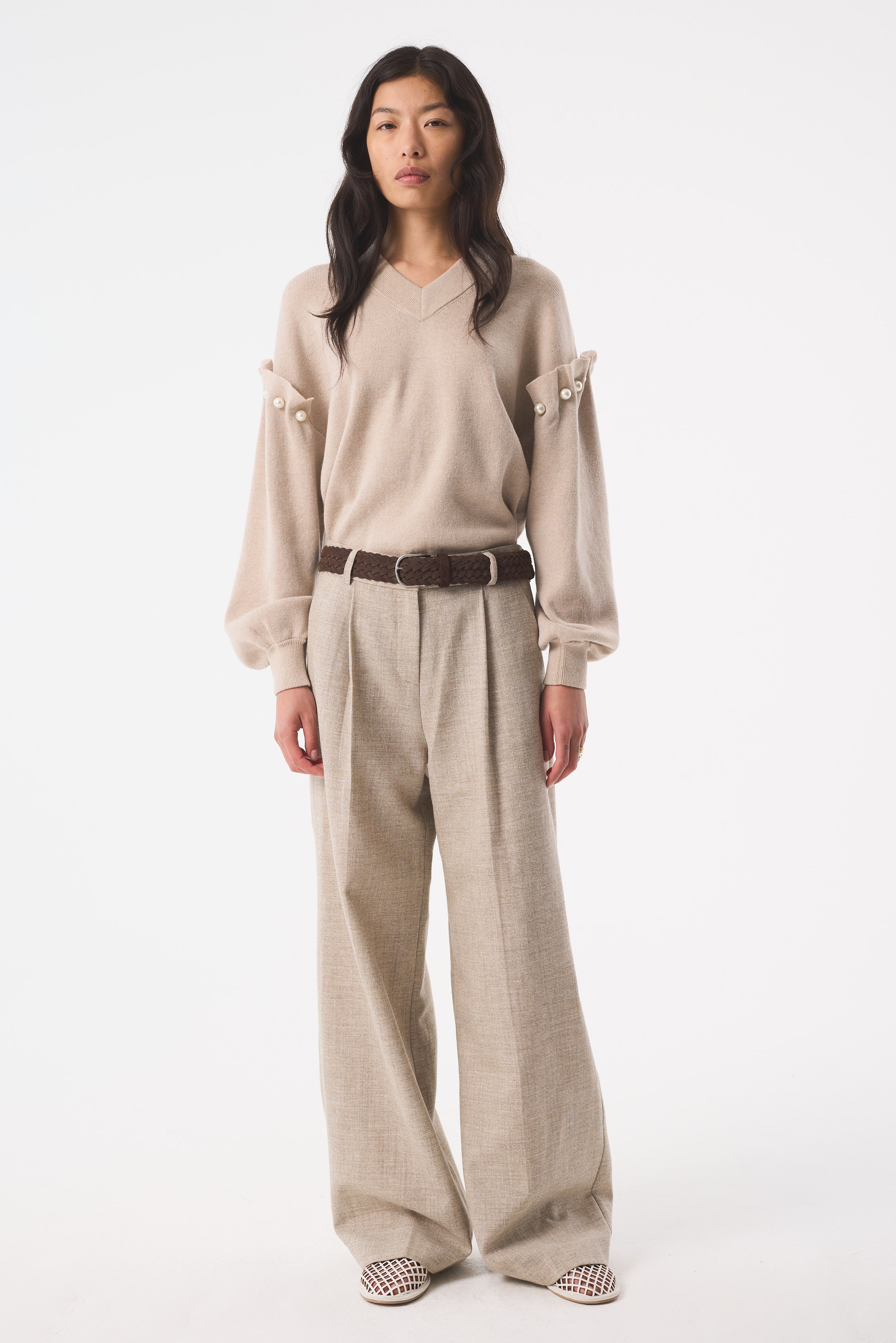 PERLA GREY UNDYED TROUSERS