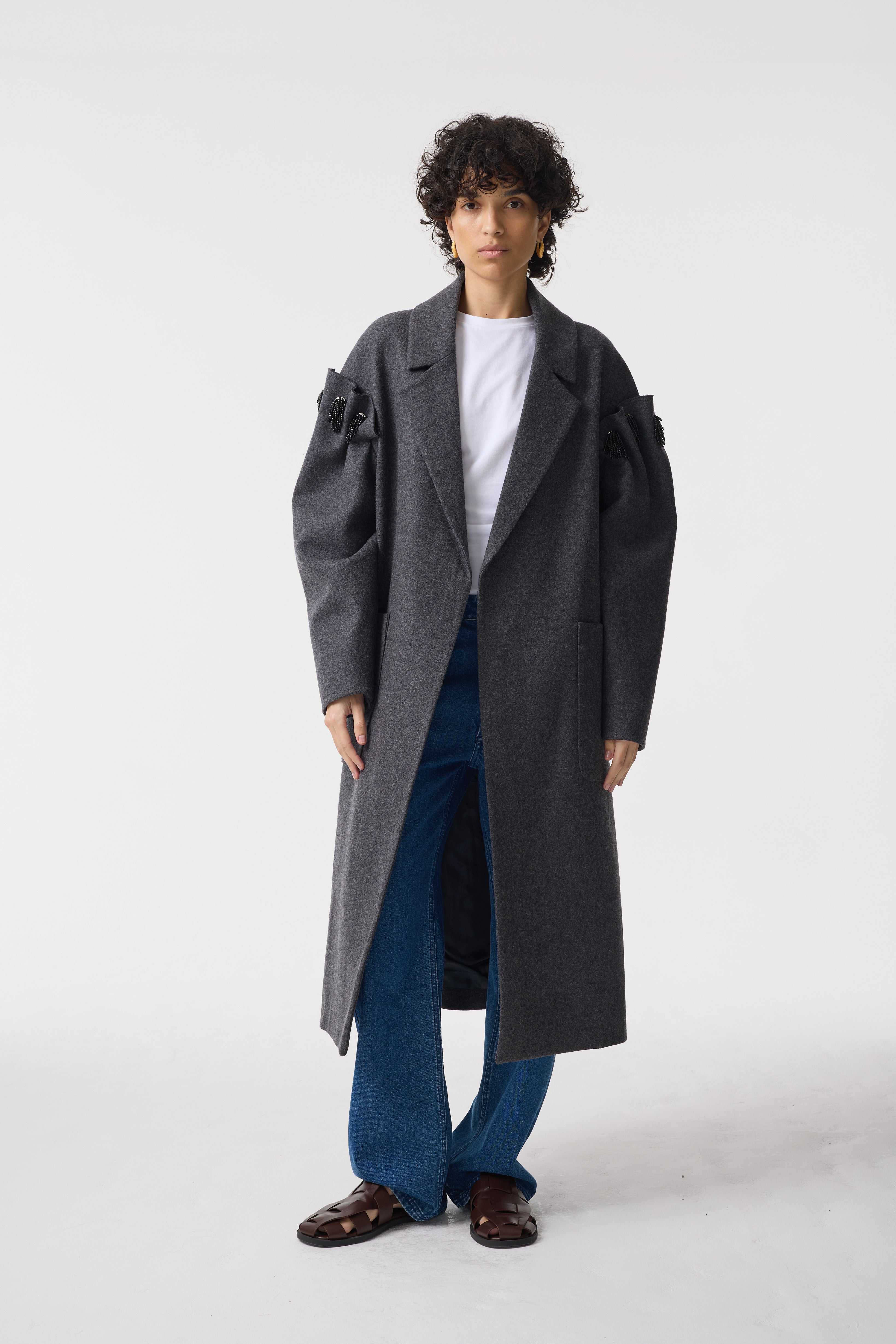 ZARIA GREY WOOL COAT