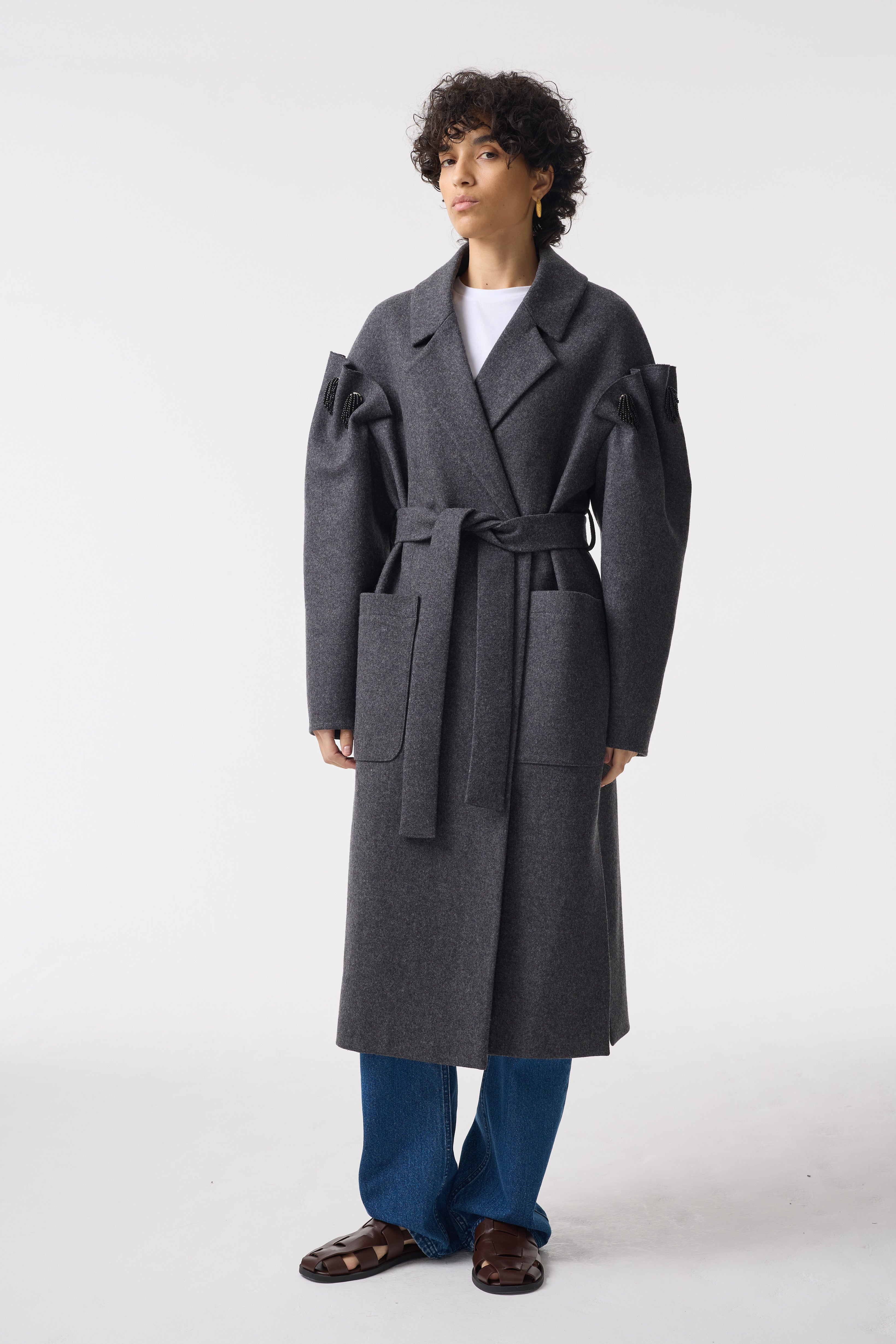 ZARIA GREY WOOL COAT