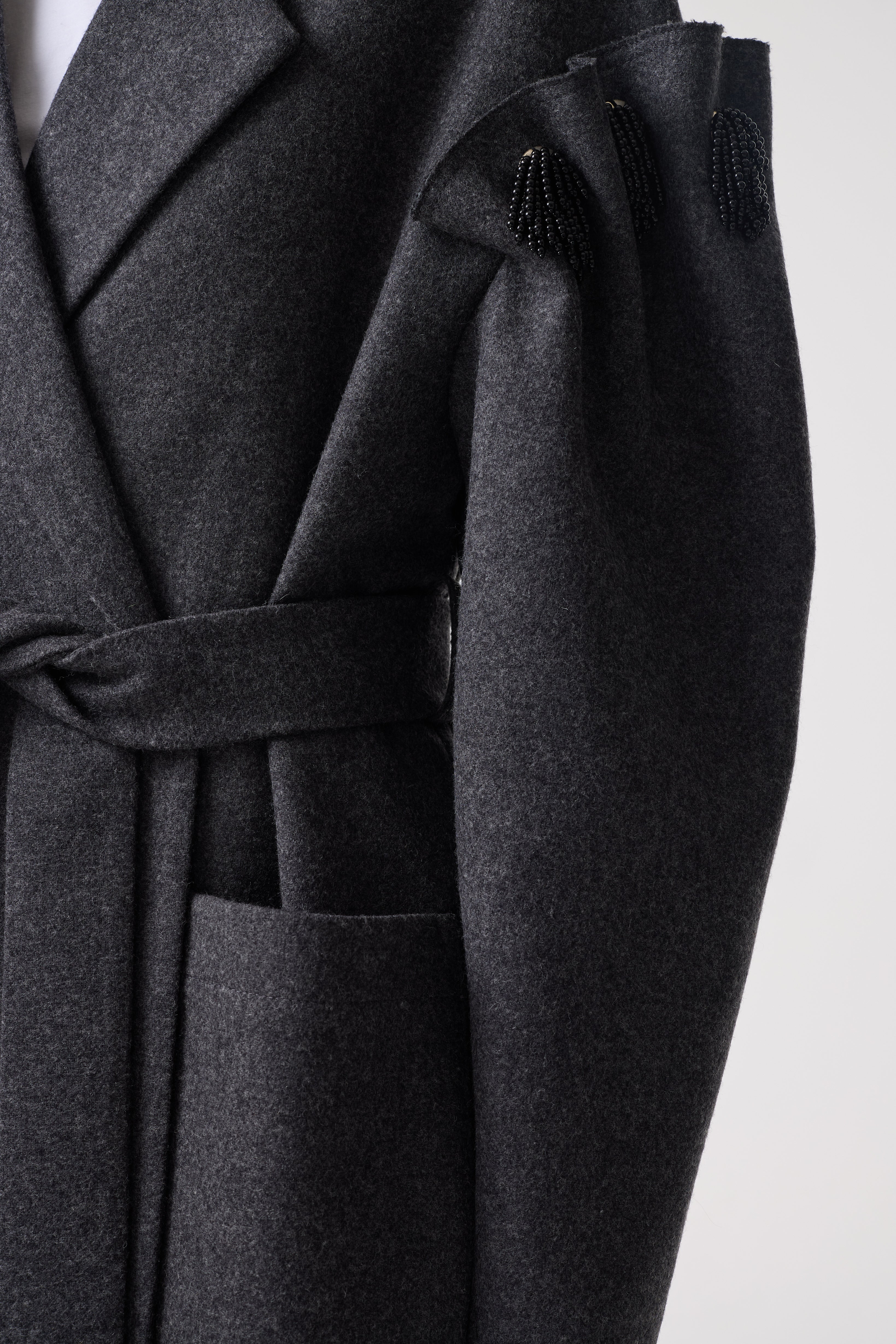 ZARIA GREY WOOL COAT