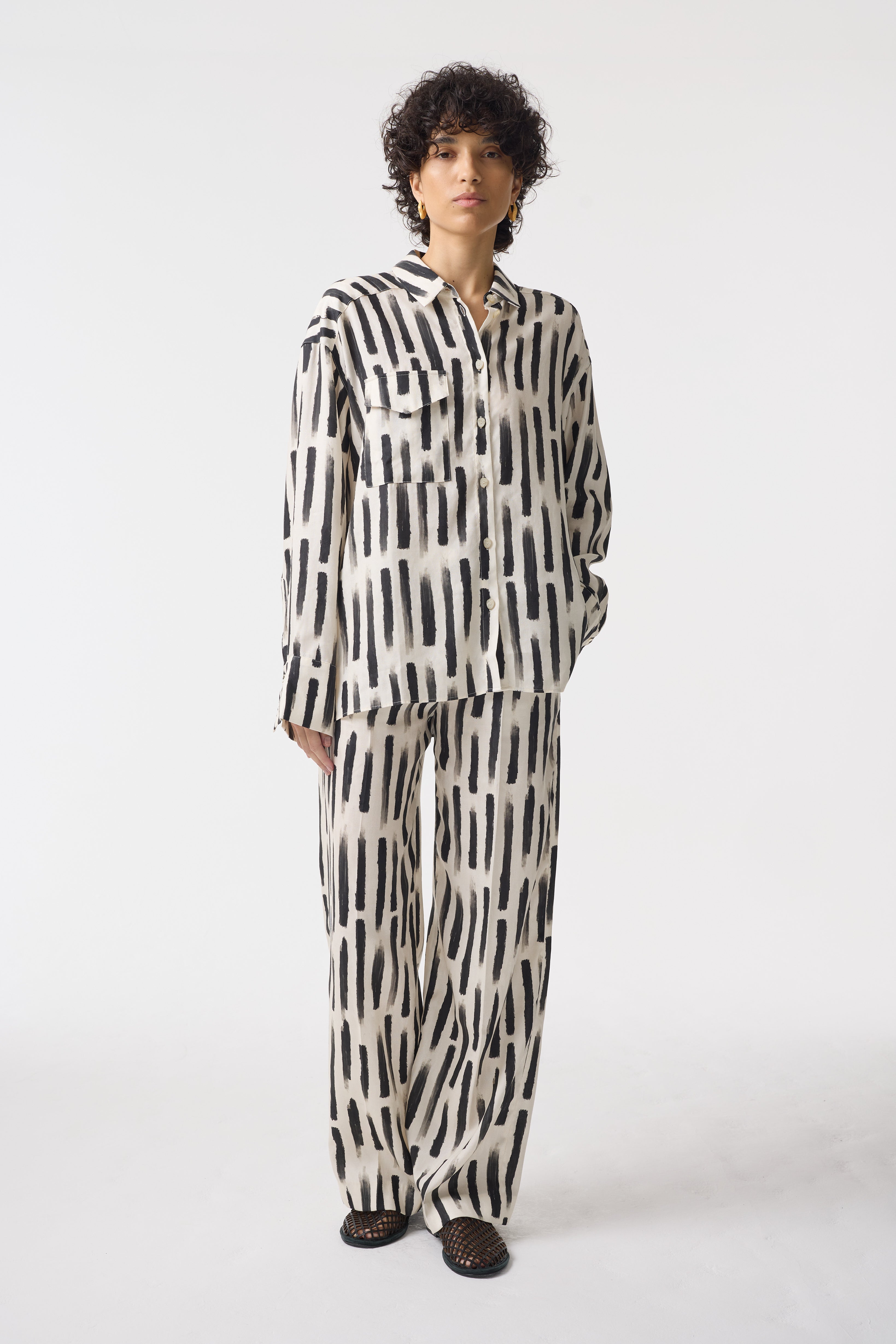 PERLA BRUSH STROKE PRINT TROUSERS