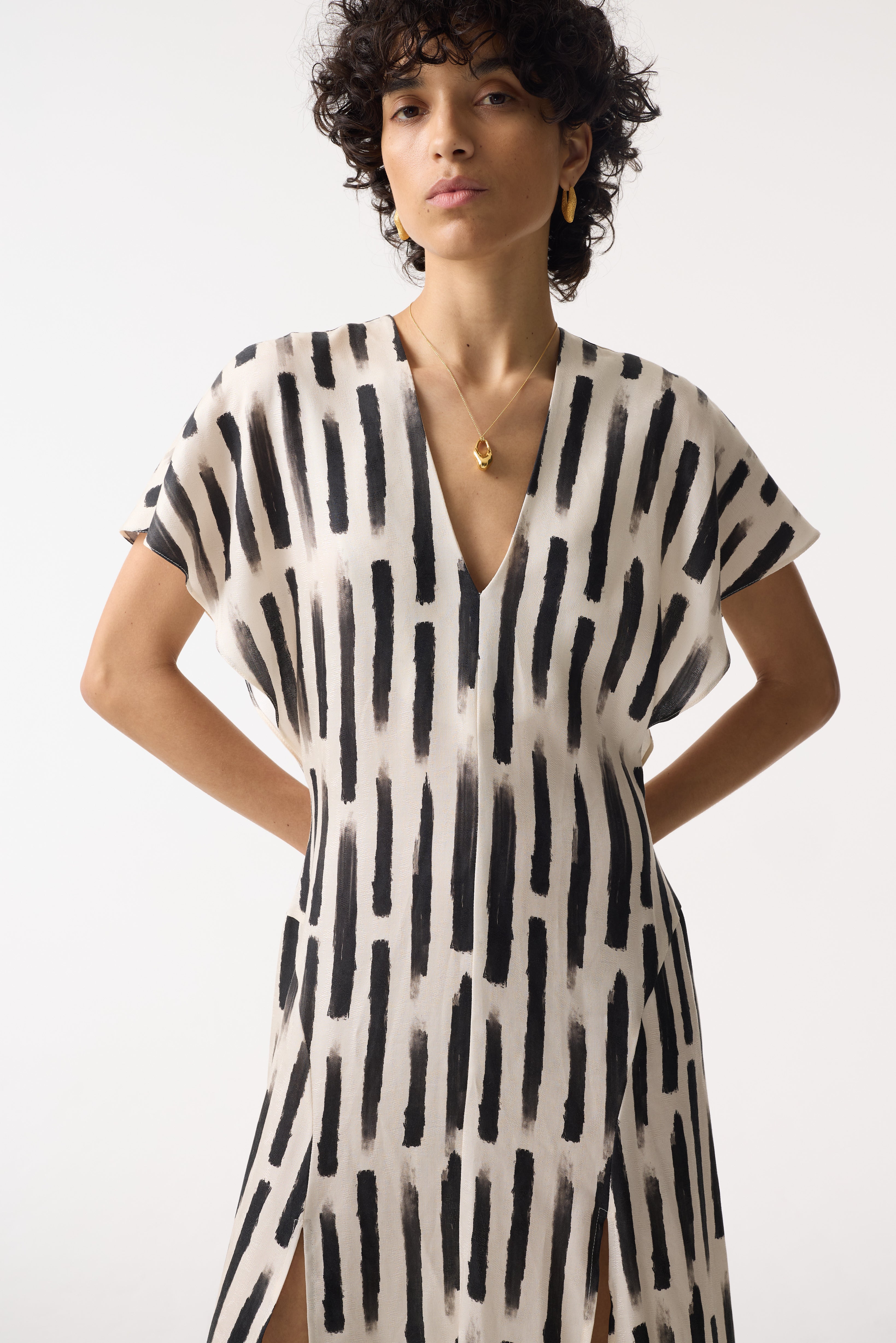 HOLLIE BRUSH STROKE PRINT DRESS