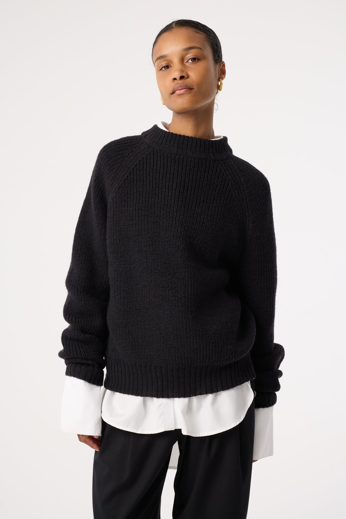 ATTICUS BLACK WOOL JUMPER