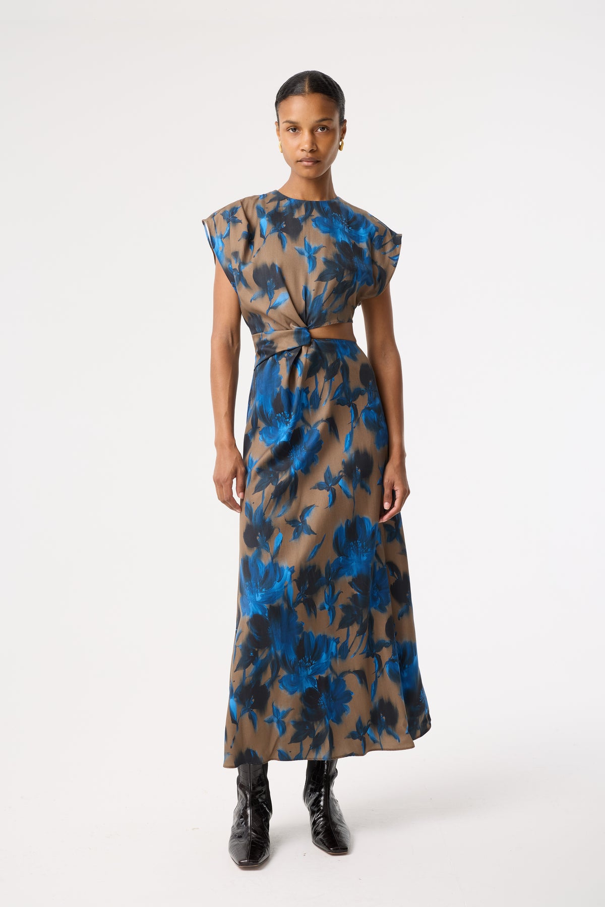 EMBROSE BLURRED FLORAL PRINT DRESS