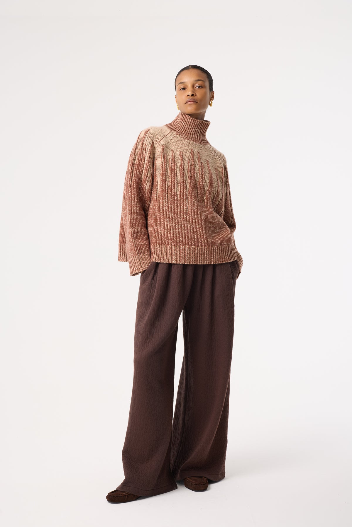 EMERIE BROWN CONTRAST JUMPER