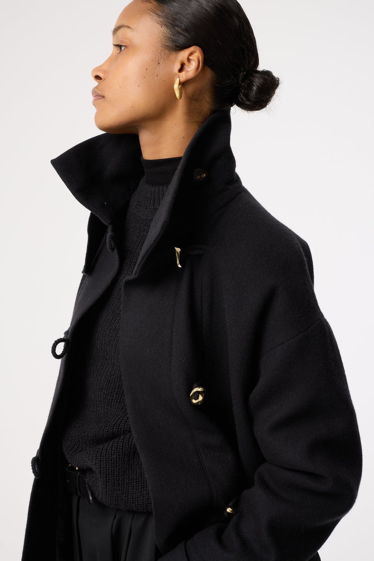 MALIA BLACK WOOL COAT