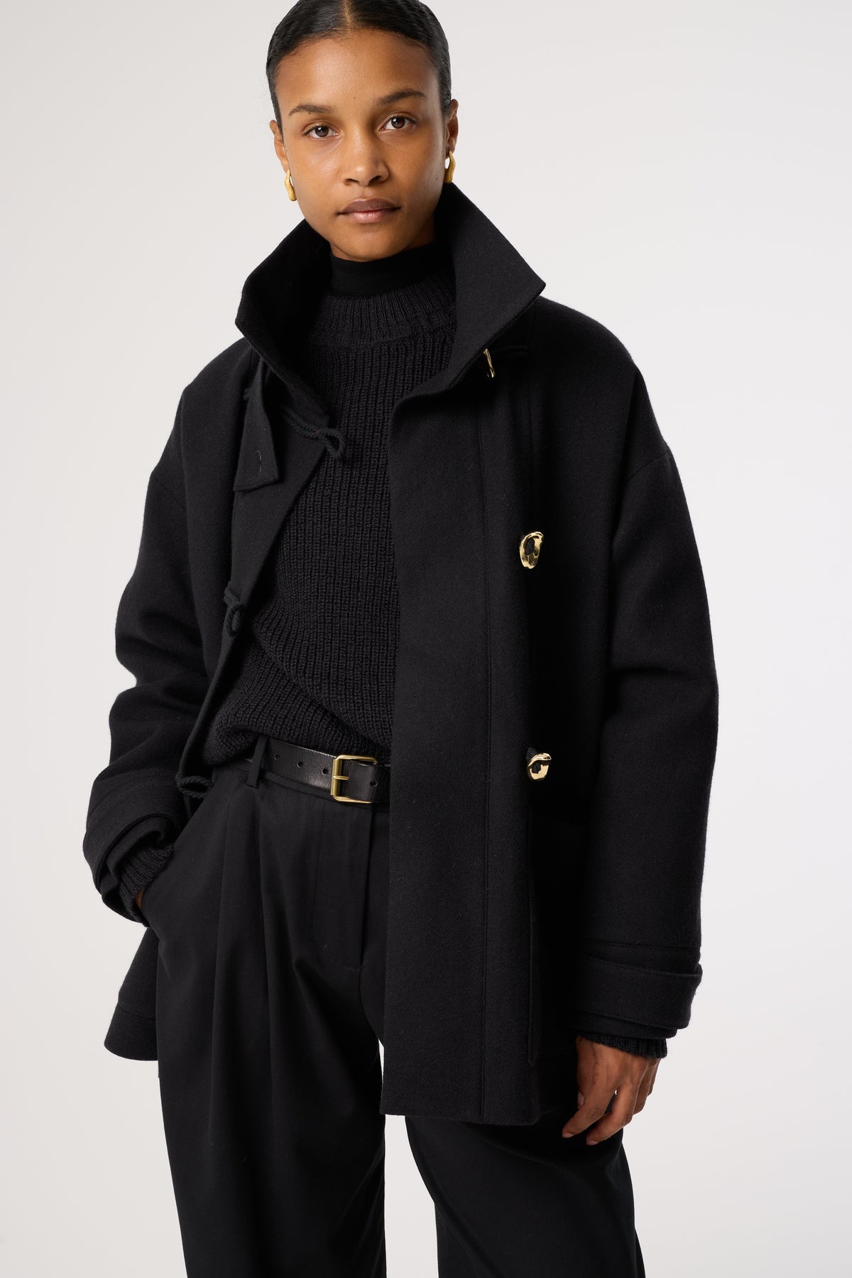 MALIA BLACK WOOL COAT