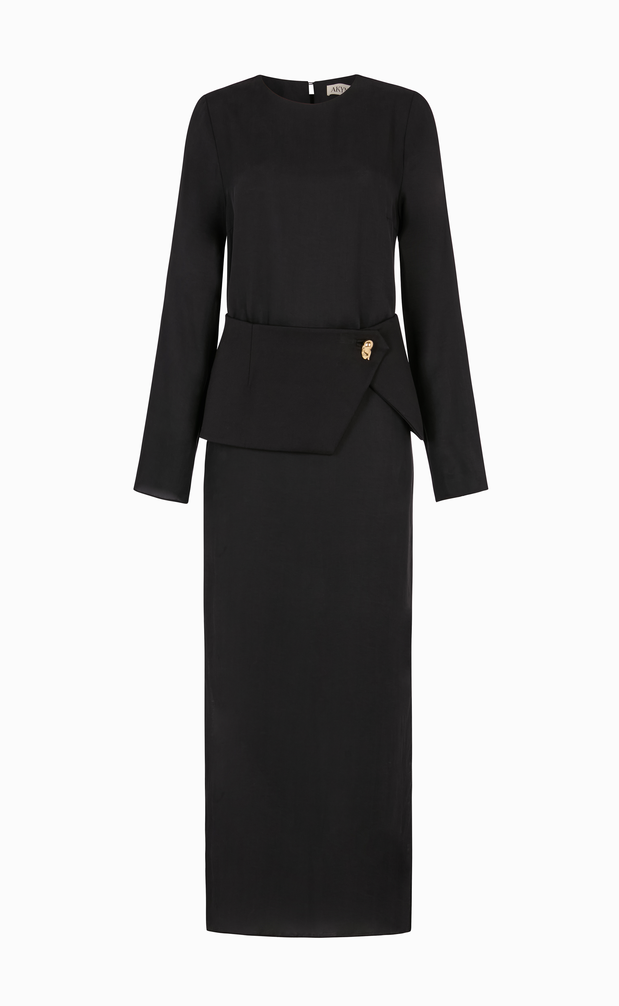 MAYA BLACK DRESS WITH PEPLUM BELT