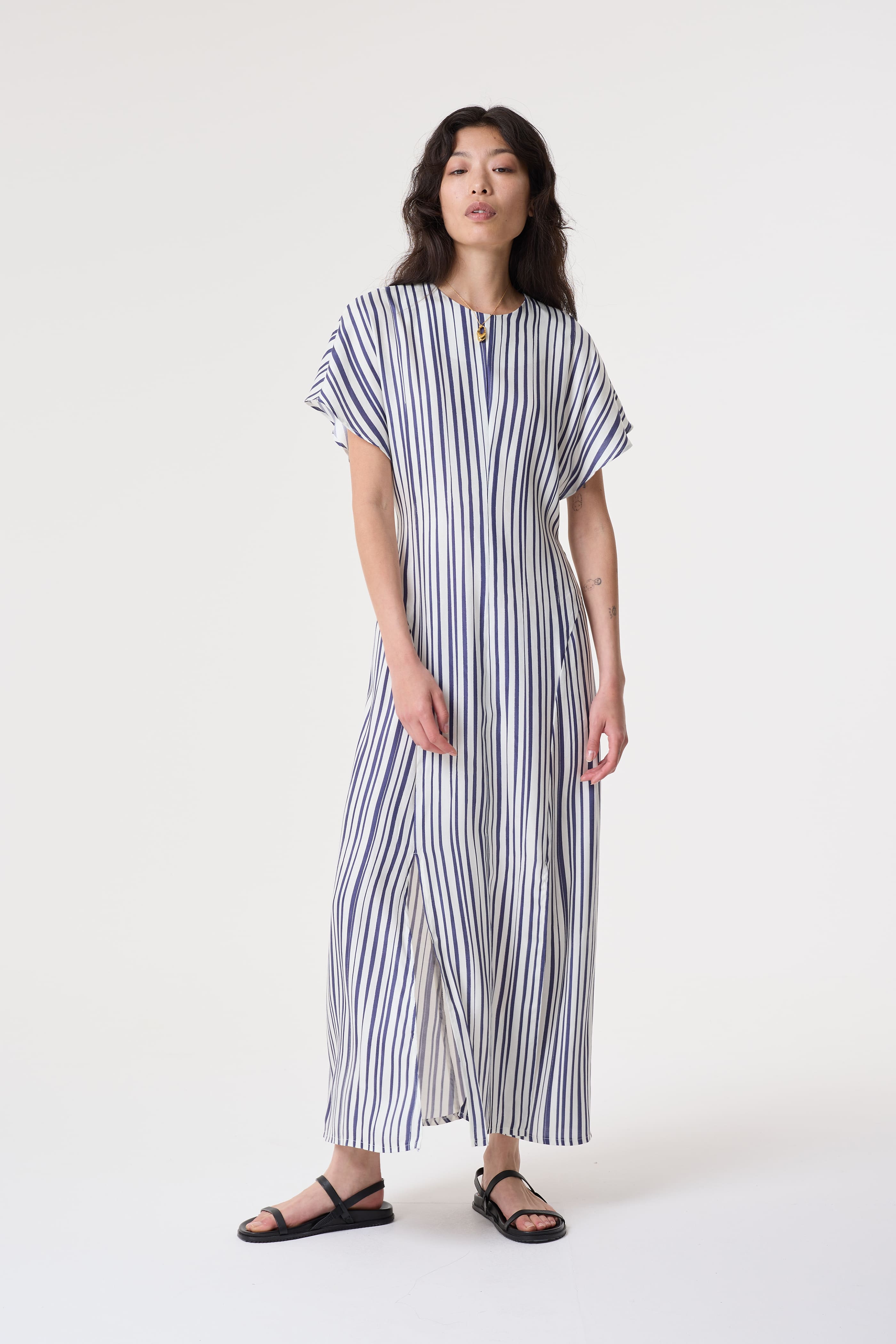 MAISIE NAVY IRREGULAR PRINT DRESS