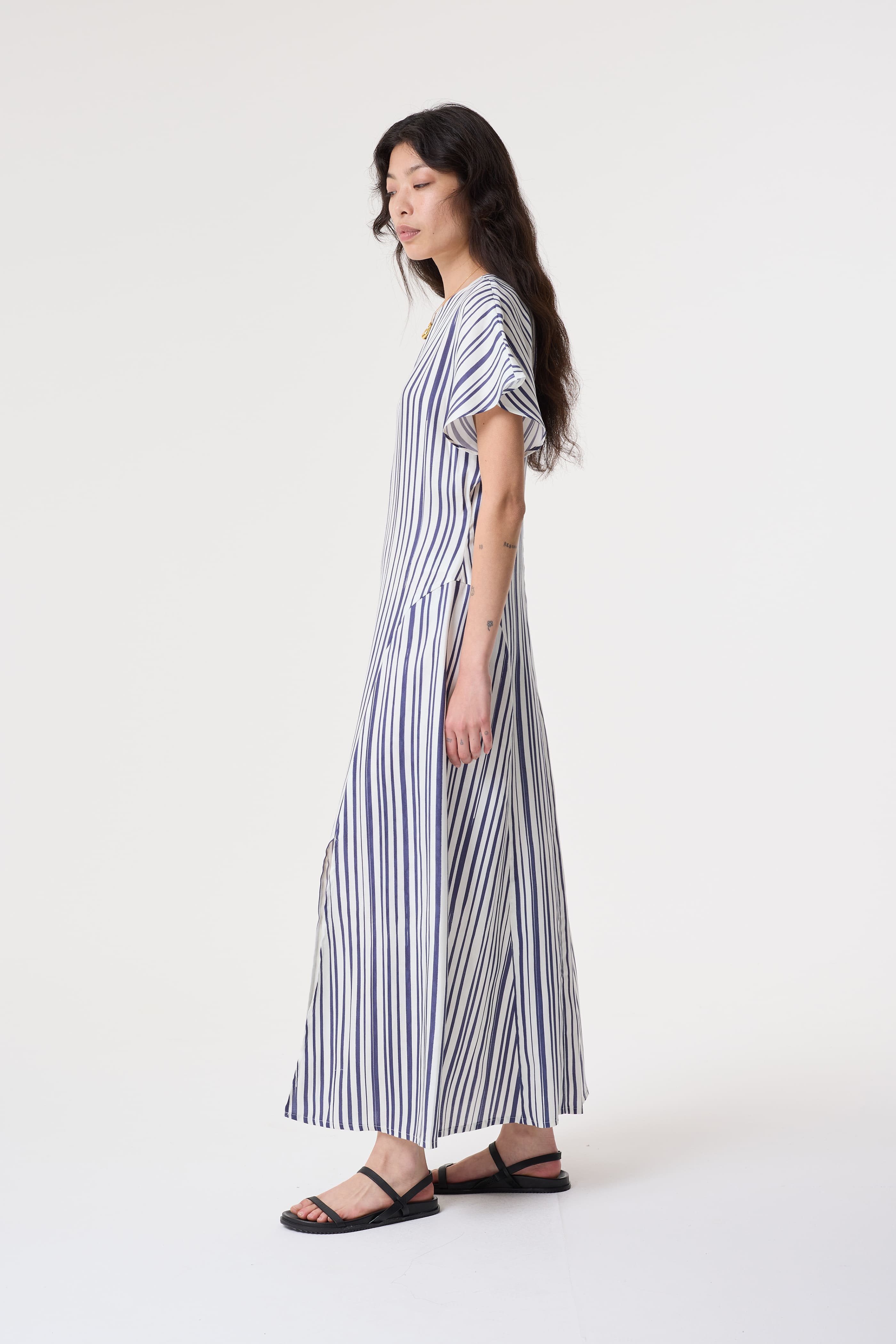 MAISIE NAVY IRREGULAR PRINT DRESS