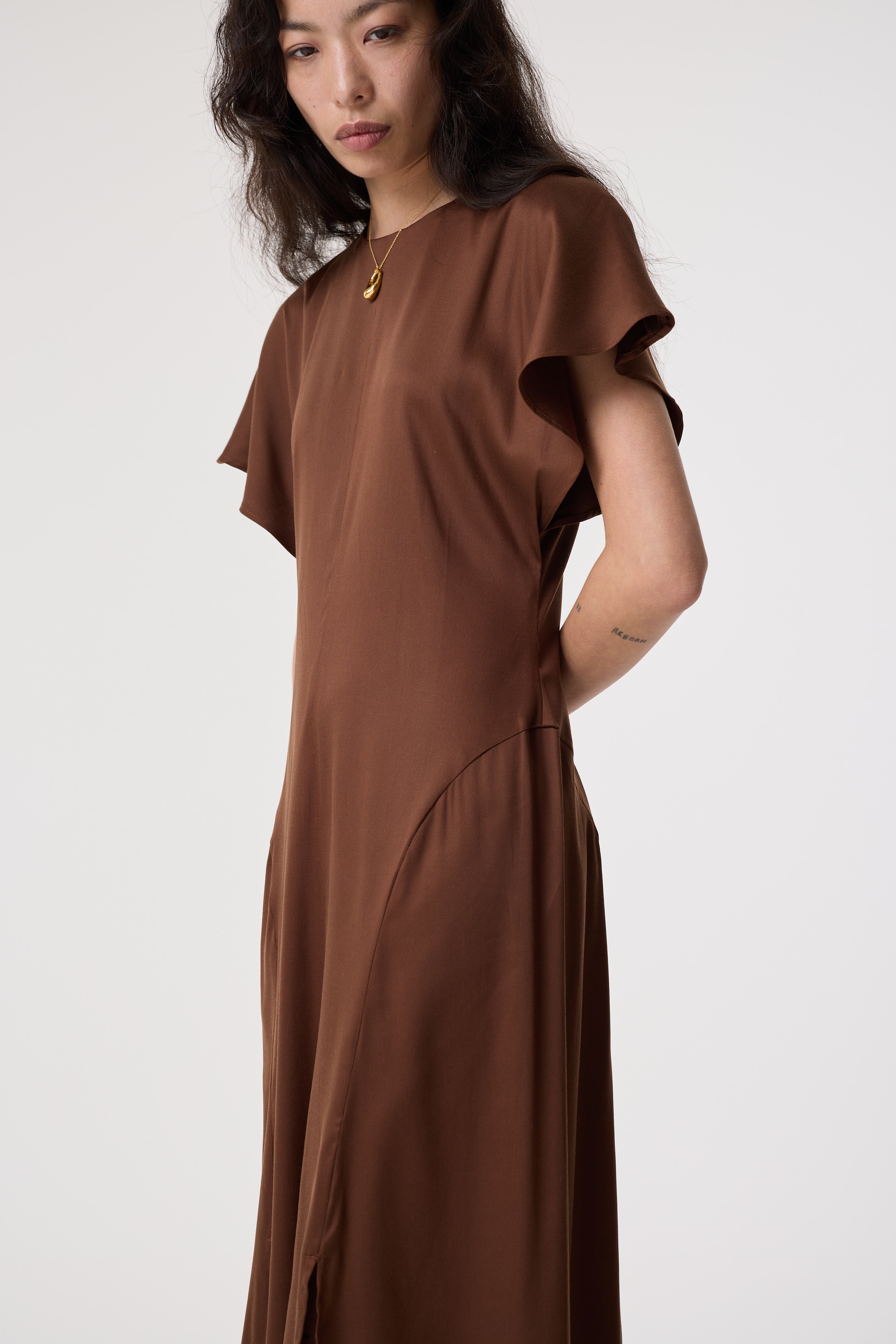 Maisie Brown Dress | Contemporary Occasionwear | AKYN
