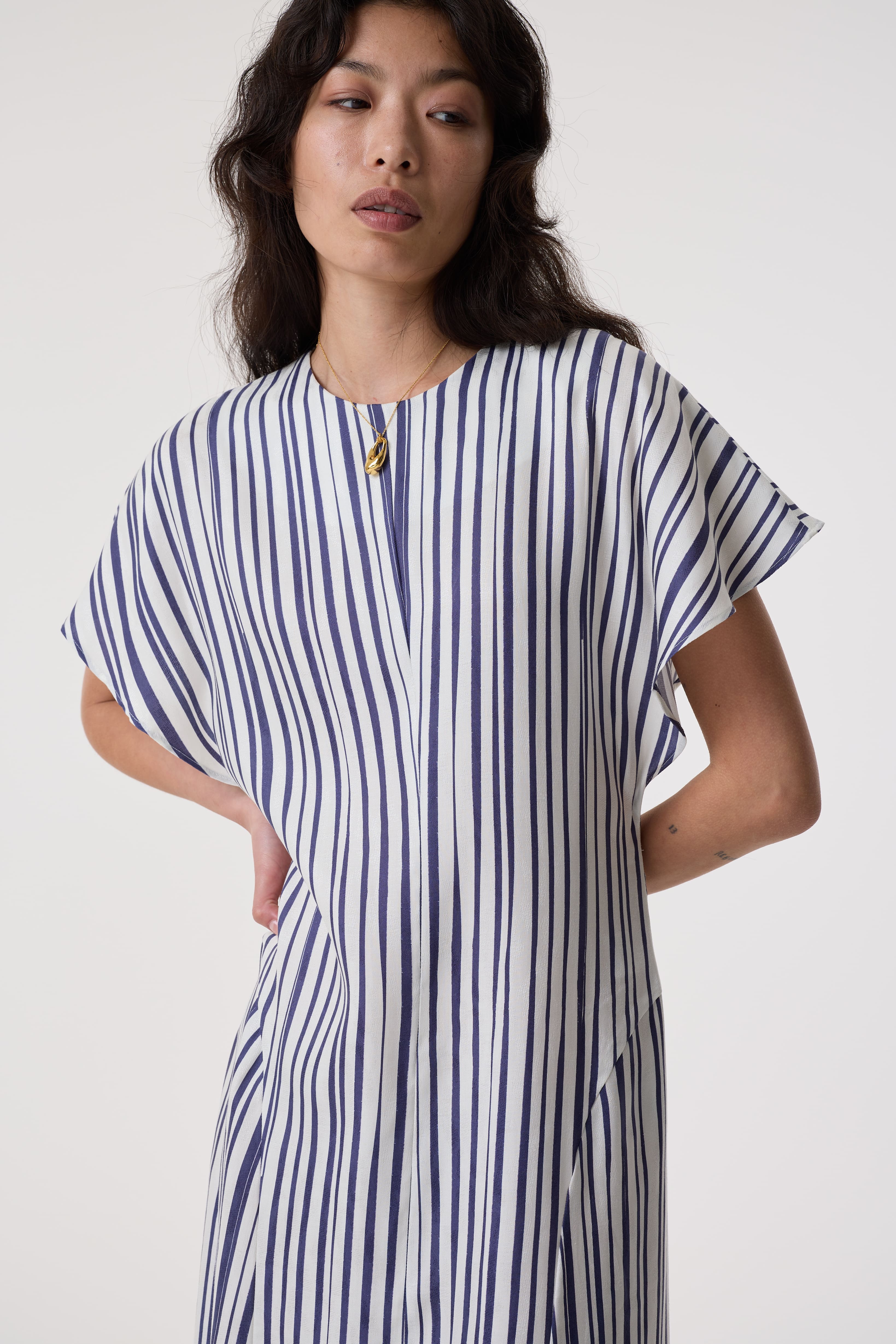 MAISIE NAVY IRREGULAR PRINT DRESS