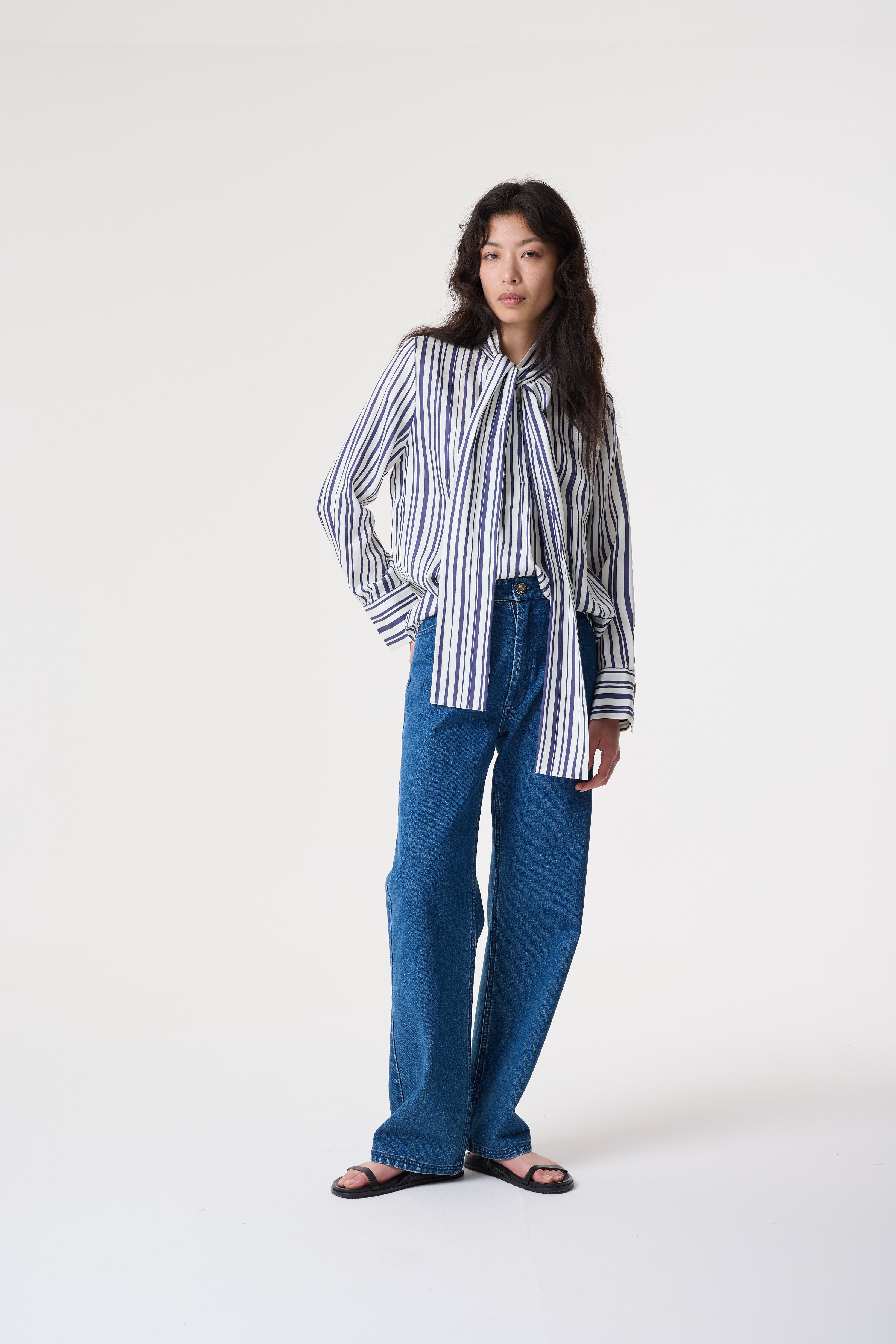 VIOLA NAVY IRREGULAR PRINT BLOUSE