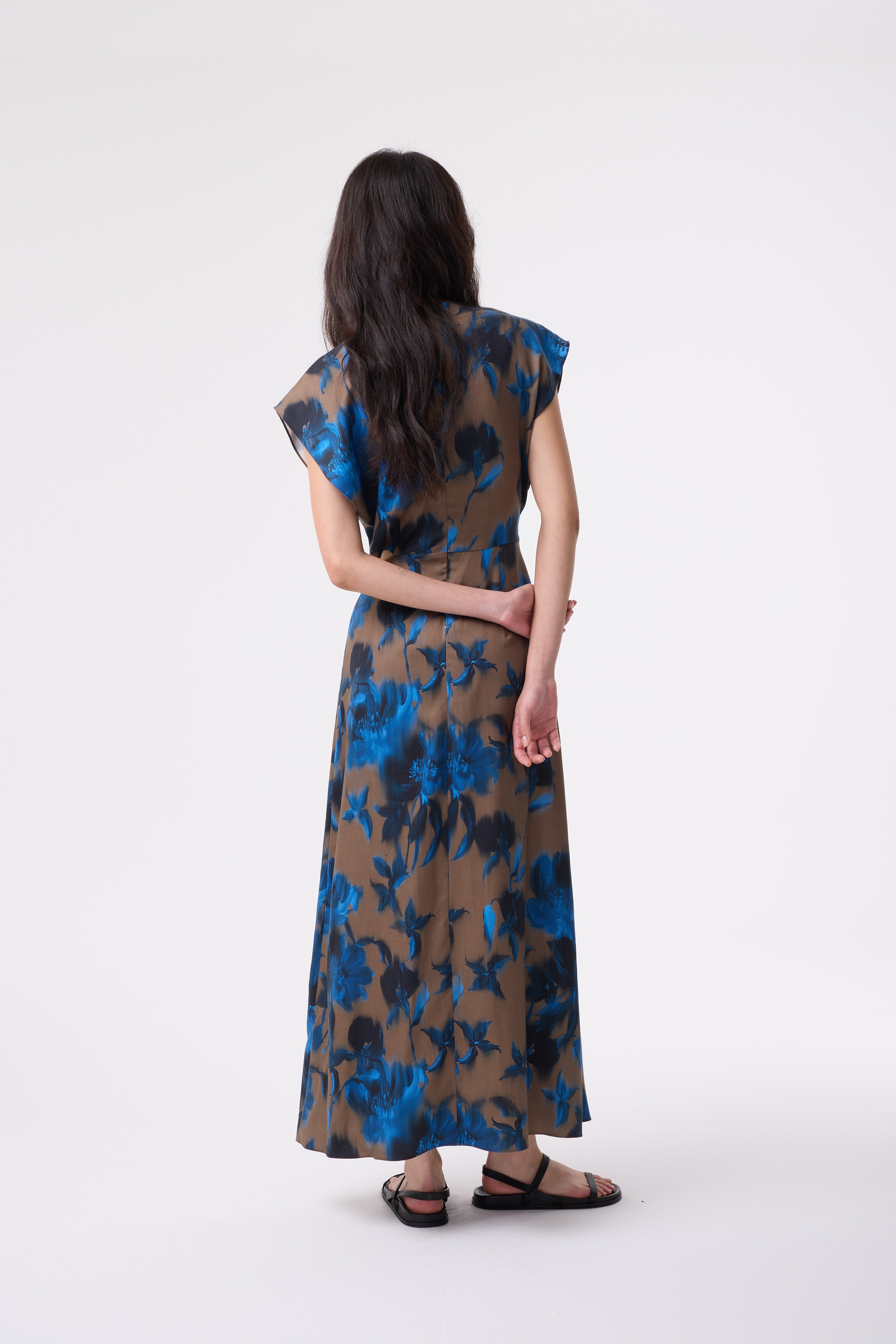 EMBROSE BLURRED FLORAL PRINT DRESS