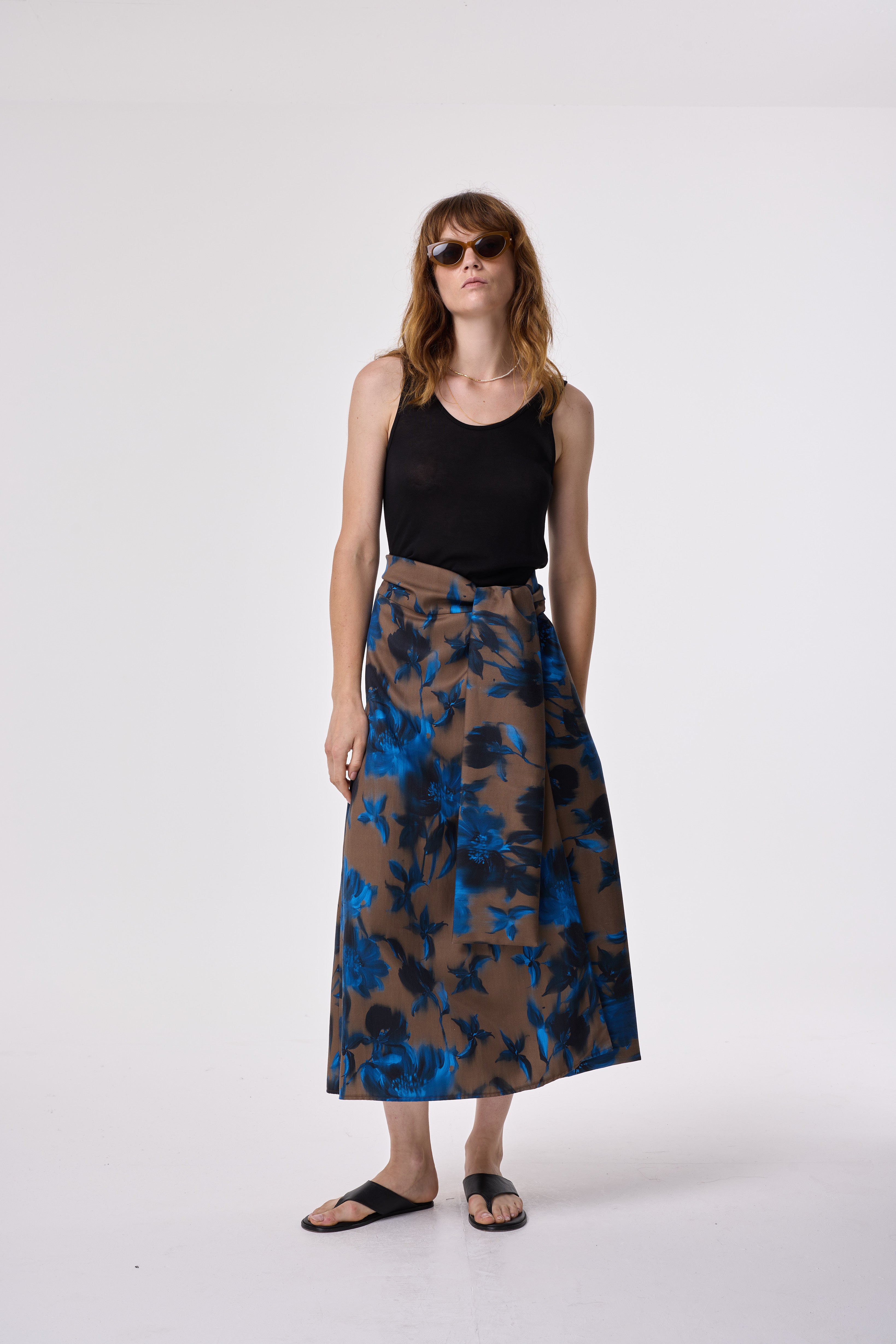 SABINA BLURRED FLORAL PRINT SKIRT