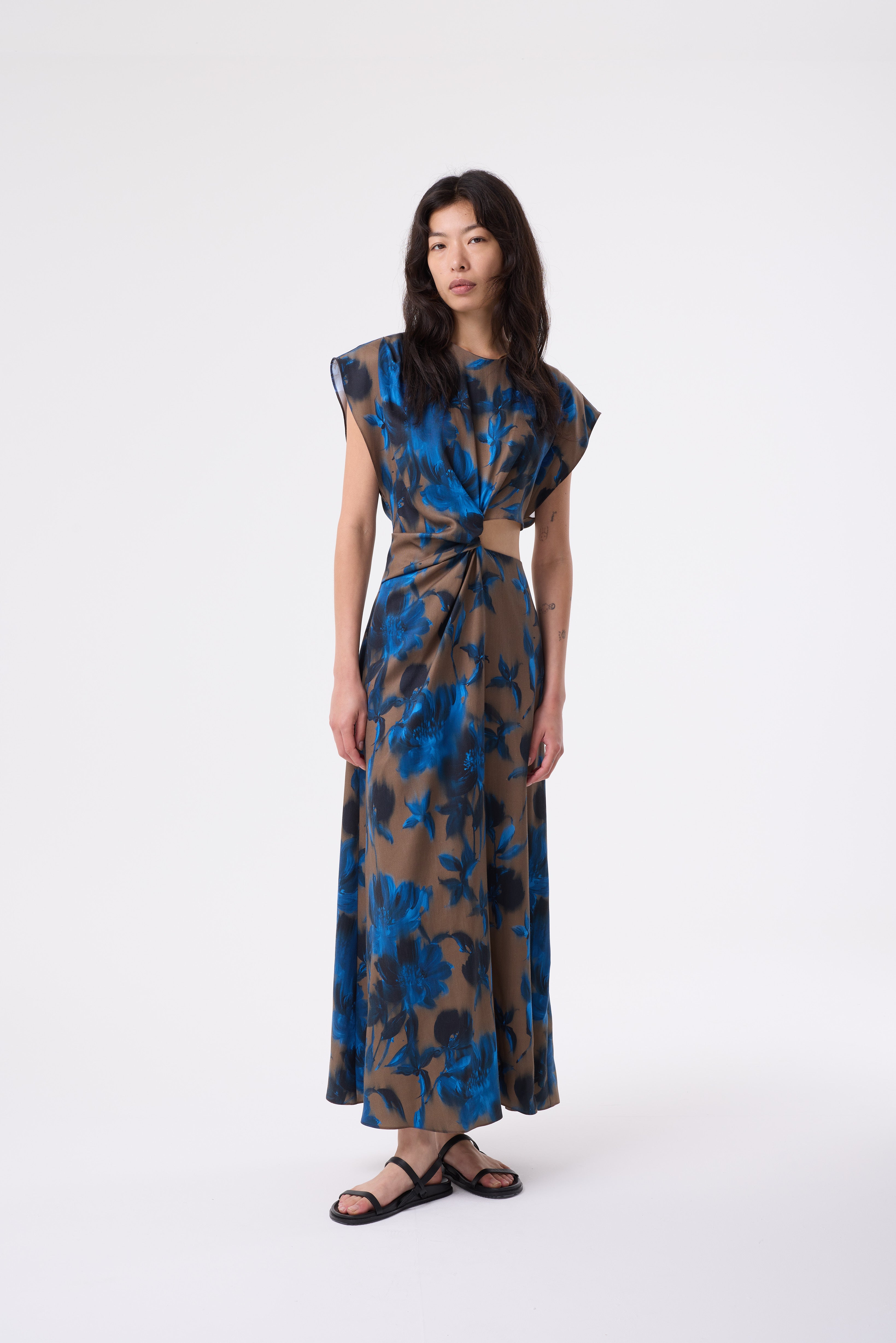 EMBROSE BLURRED FLORAL PRINT DRESS