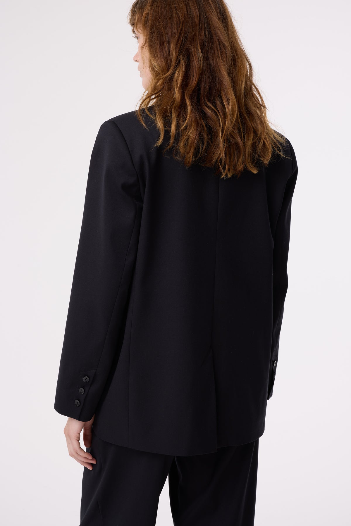 NOOR BLACK WOOL-TENCEL™ JACKET WITH GOLD BUTTON