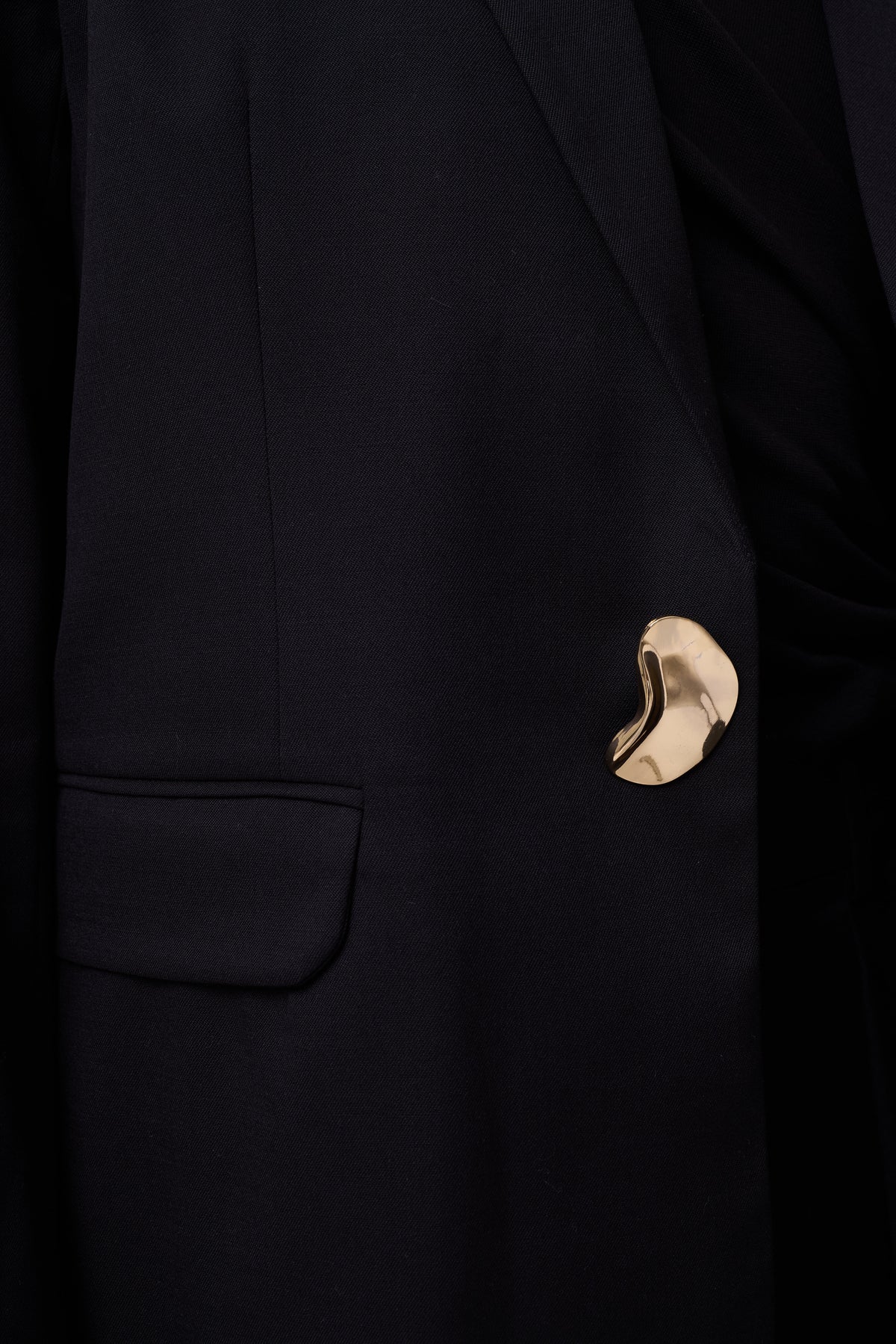 NOOR BLACK WOOL-TENCEL™ JACKET WITH GOLD BUTTON