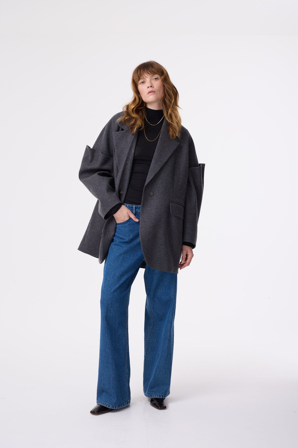 ALBIE CHARCOAL GREY 100% WOOL COAT