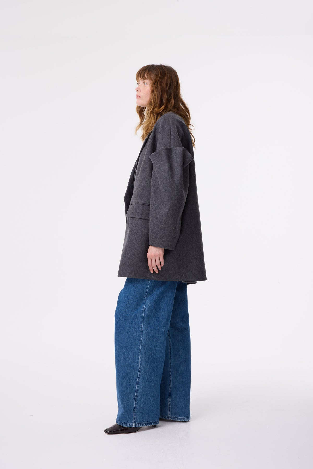 ALBIE CHARCOAL GREY 100% WOOL COAT