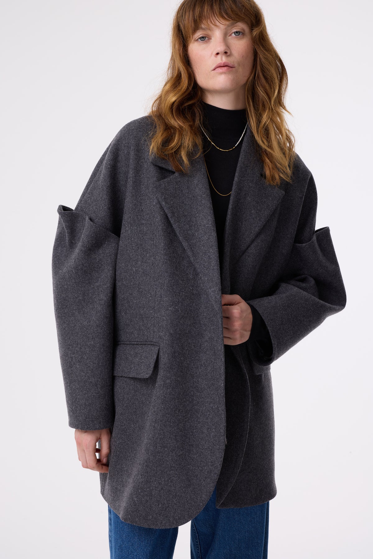ALBIE CHARCOAL GREY 100% WOOL COAT