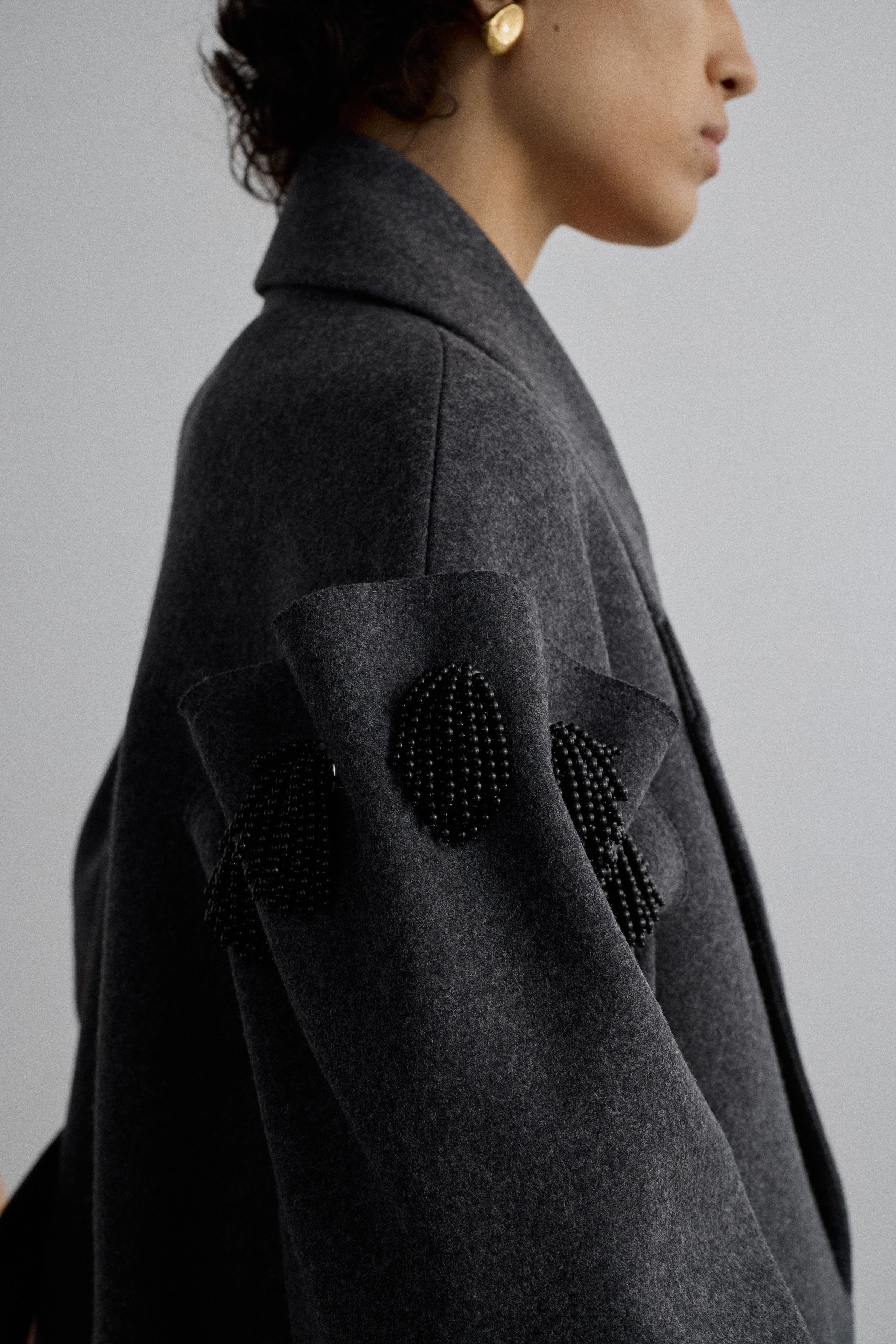 ZARIA GREY WOOL COAT