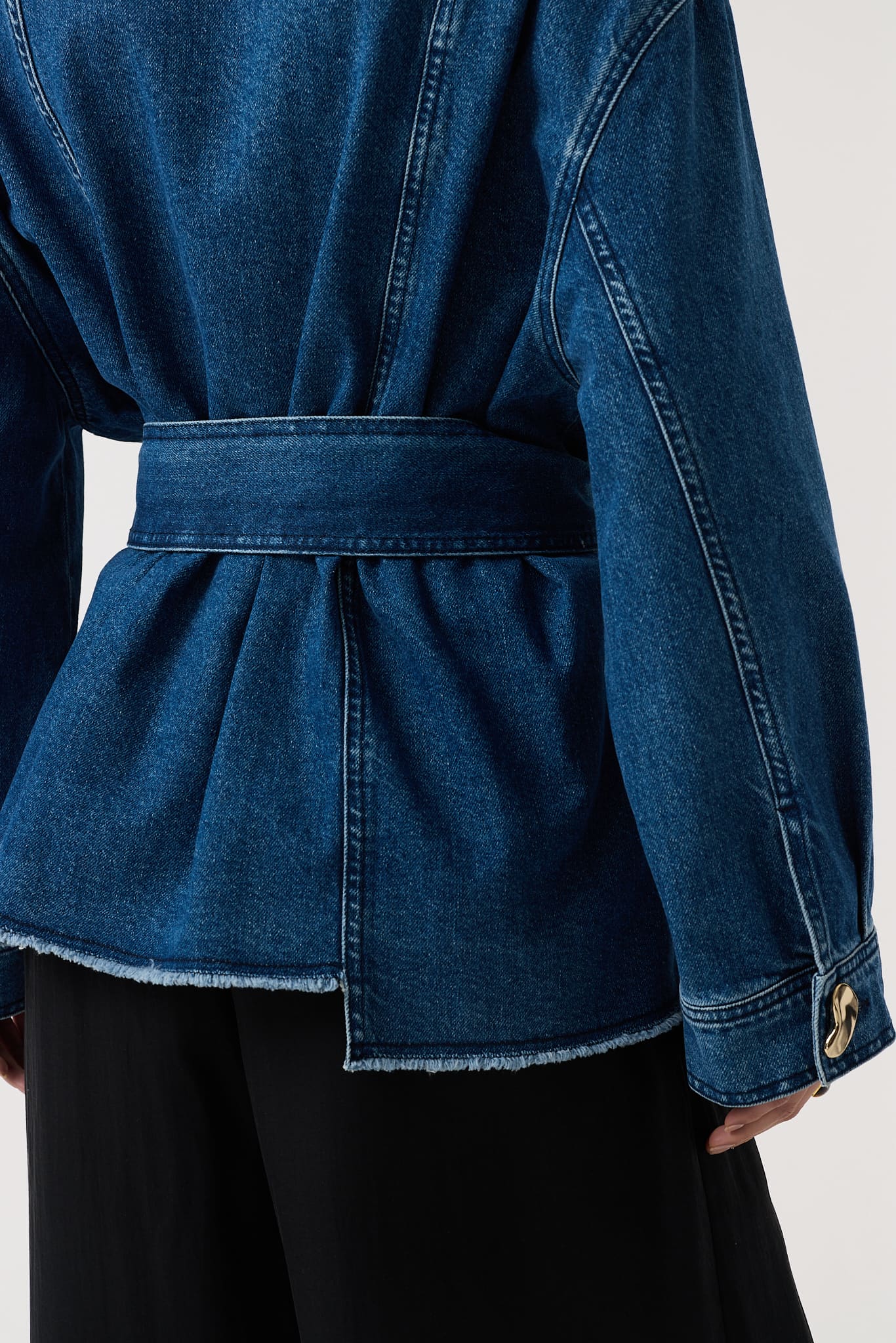 Anala Wrap Blue Denim Jacket | 100% Recycled Cotton Denim | AKYN