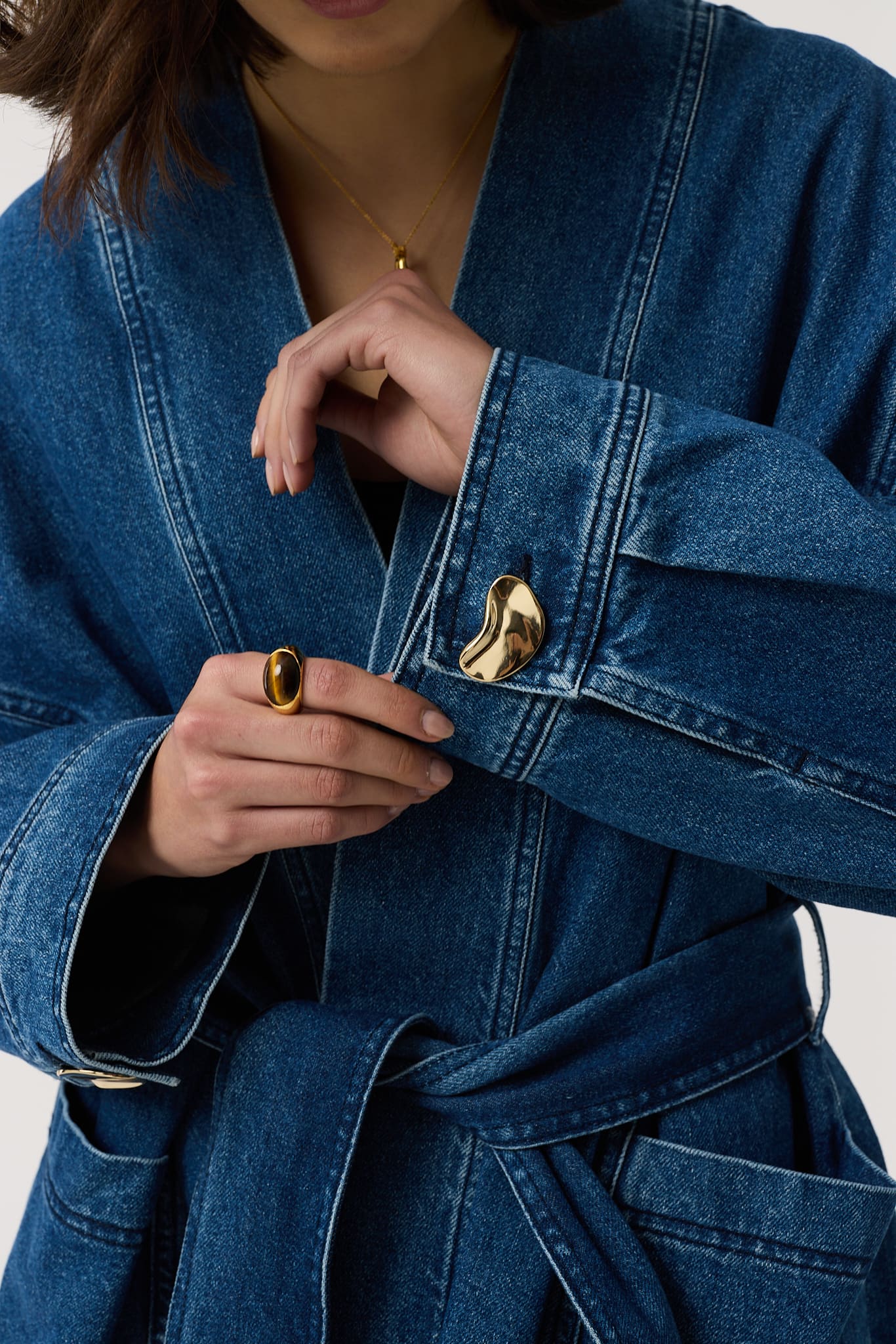 Anala Wrap Blue Denim Jacket | 100% Recycled Cotton Denim | AKYN