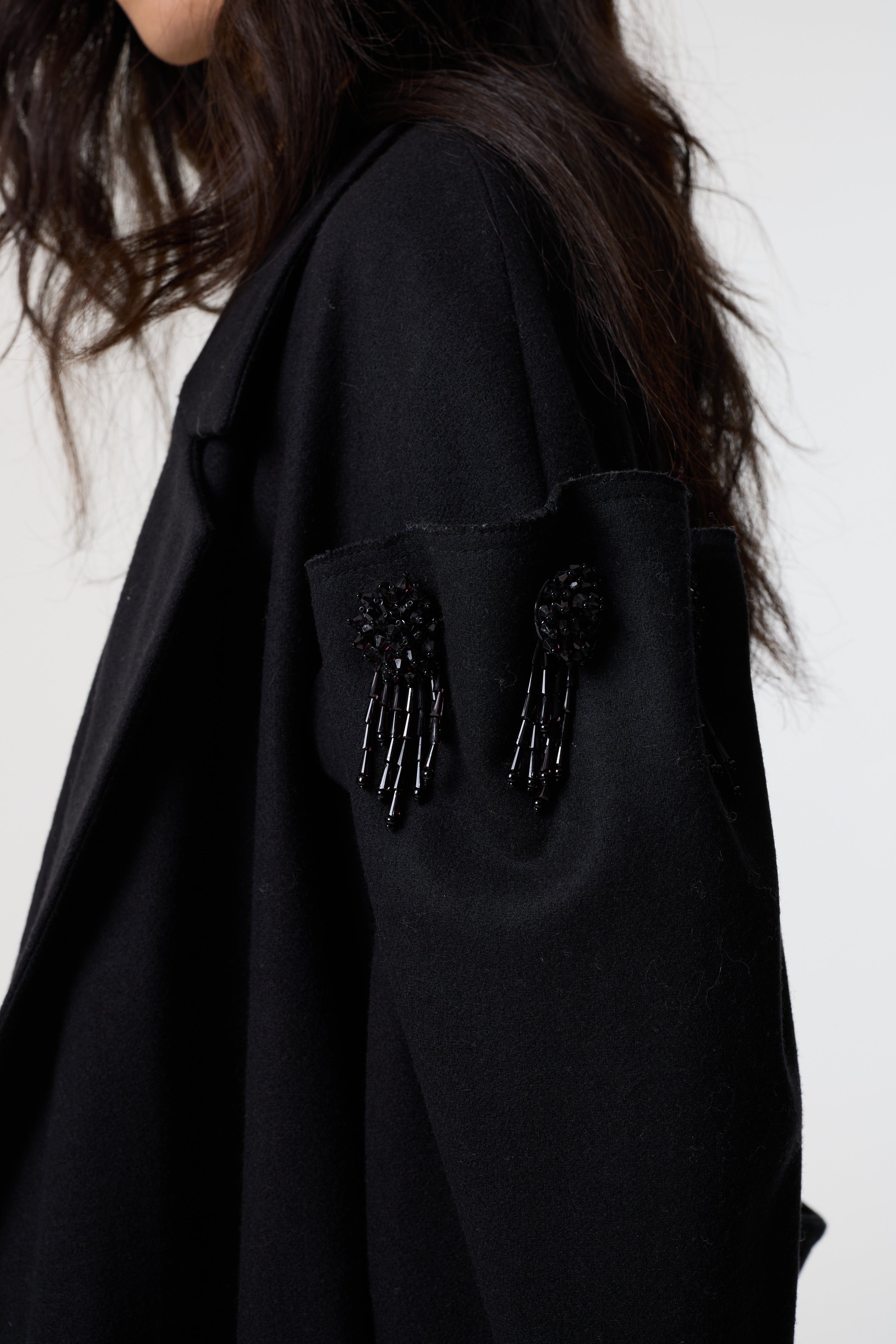 ZARIA BLACK WOOL COAT