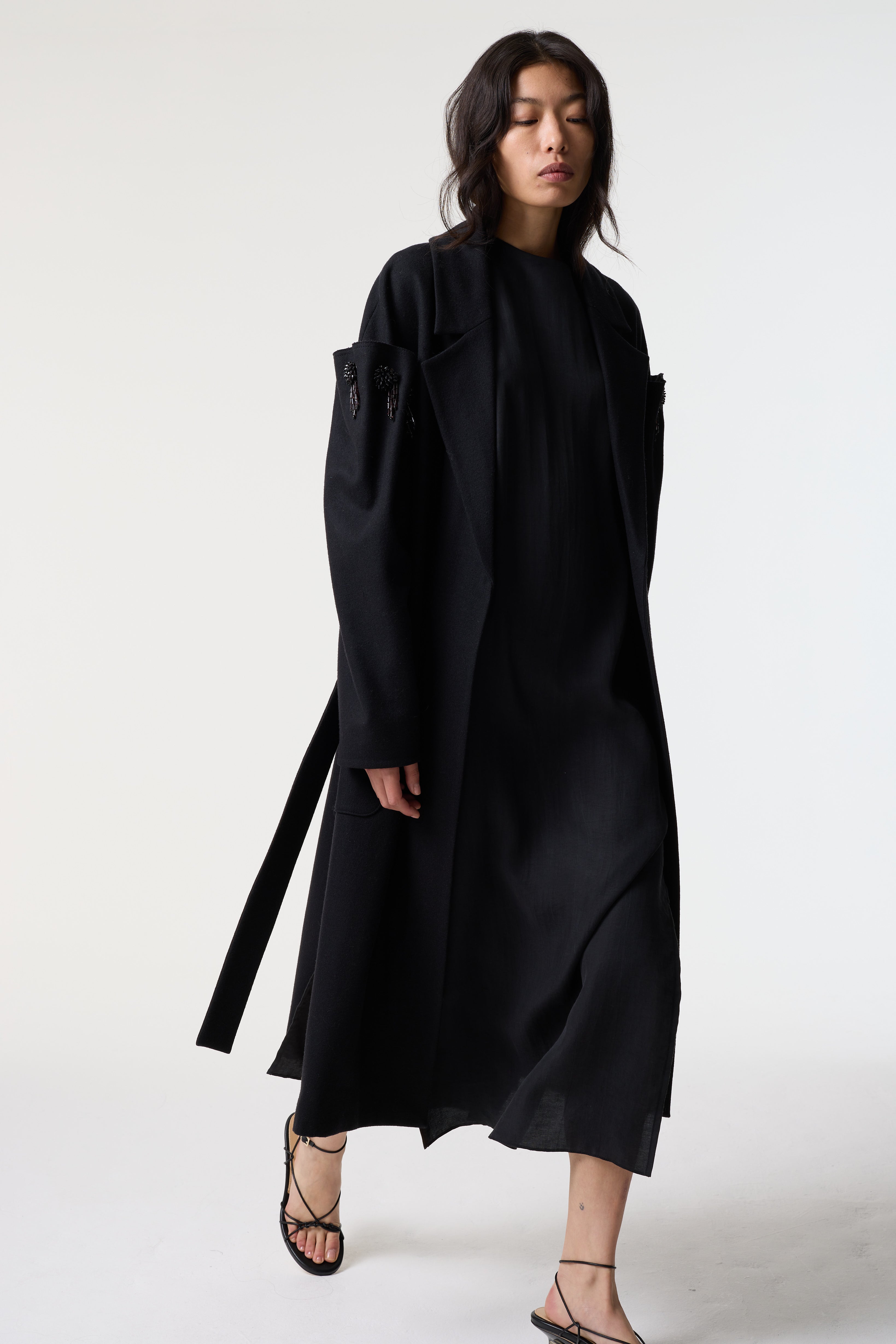 ZARIA BLACK WOOL COAT