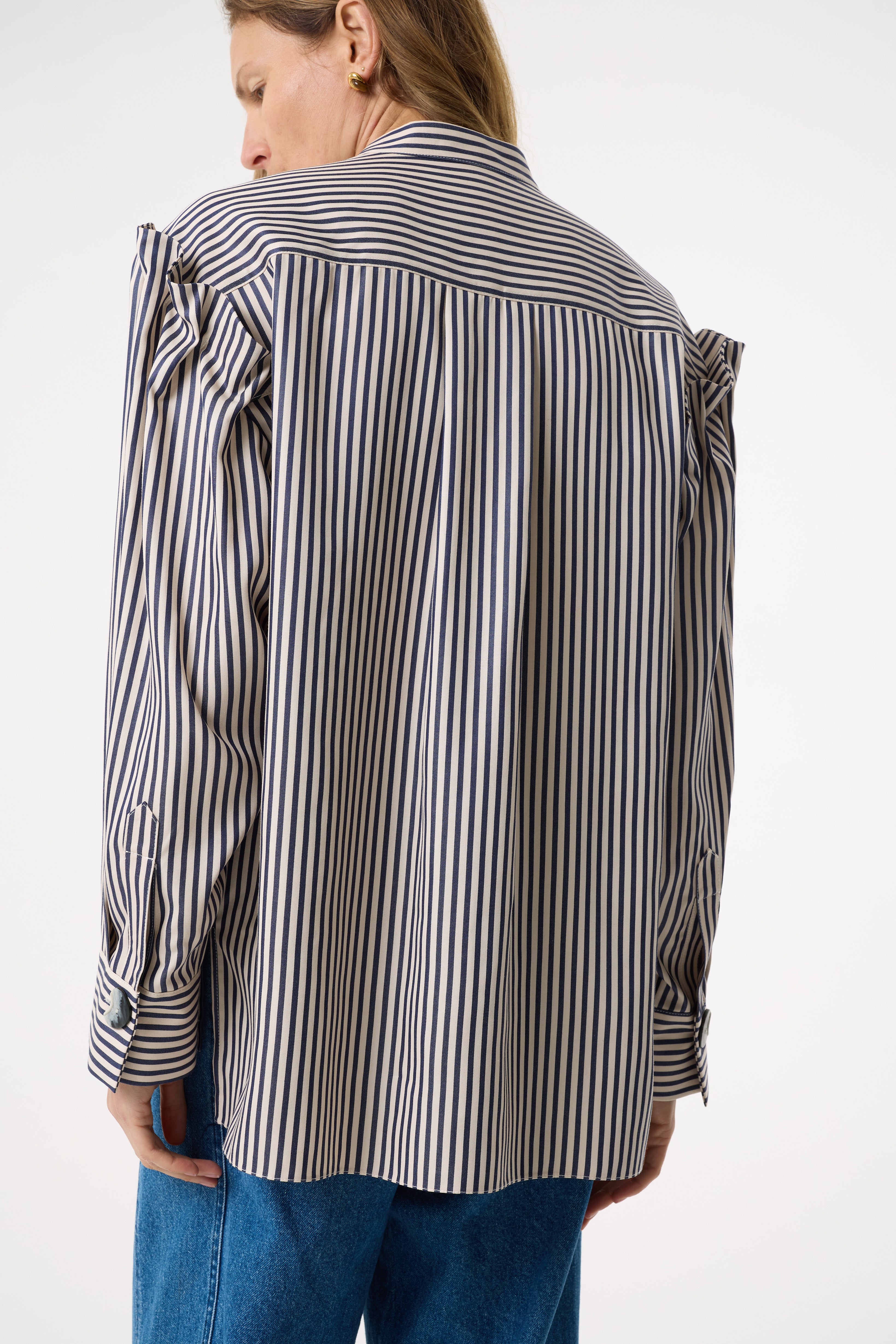 KAIA NAVY STRIPE SHIRT