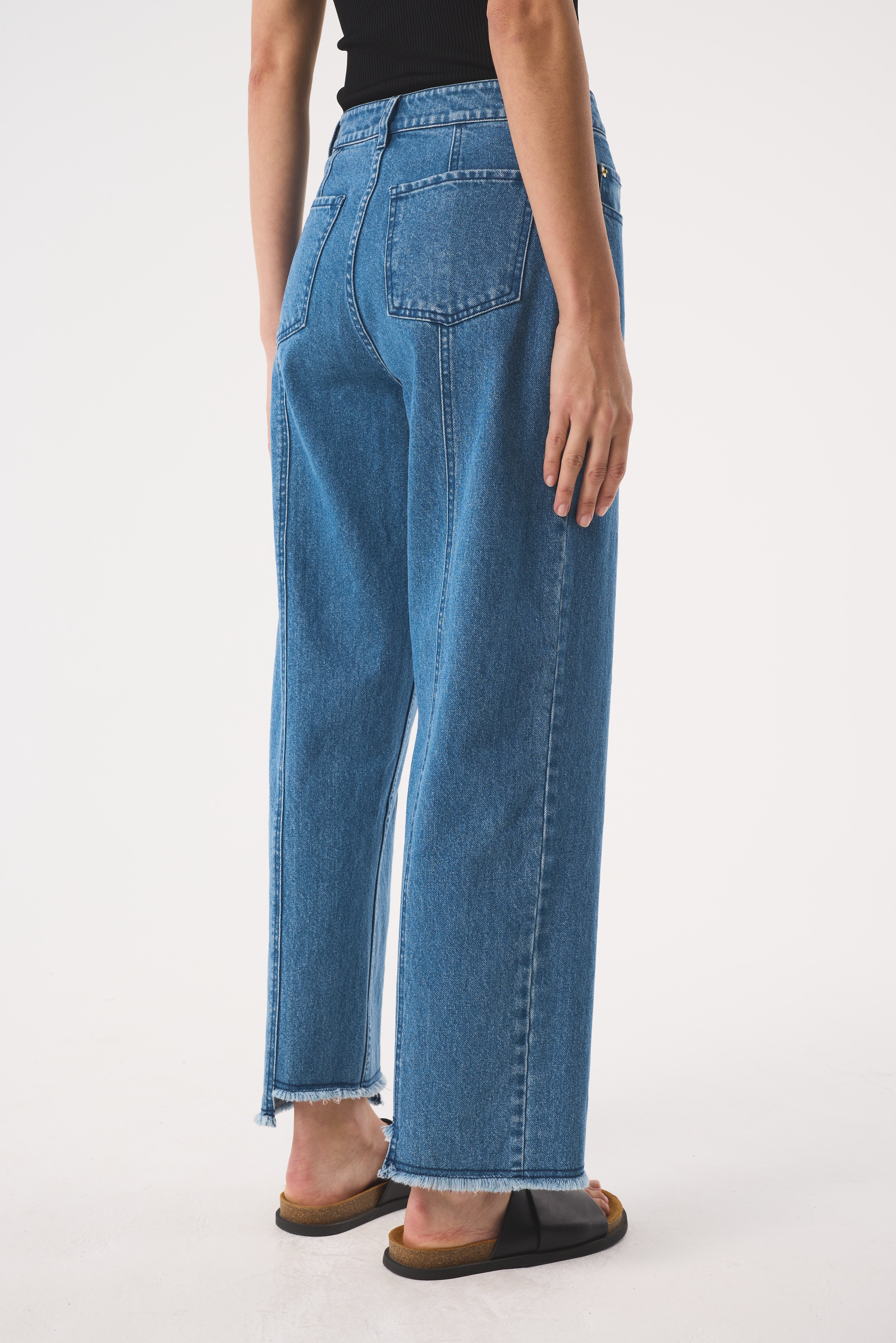 Sol Straight Mid-Wash Blue Jeans | Recycled Cotton Denim | AKYN