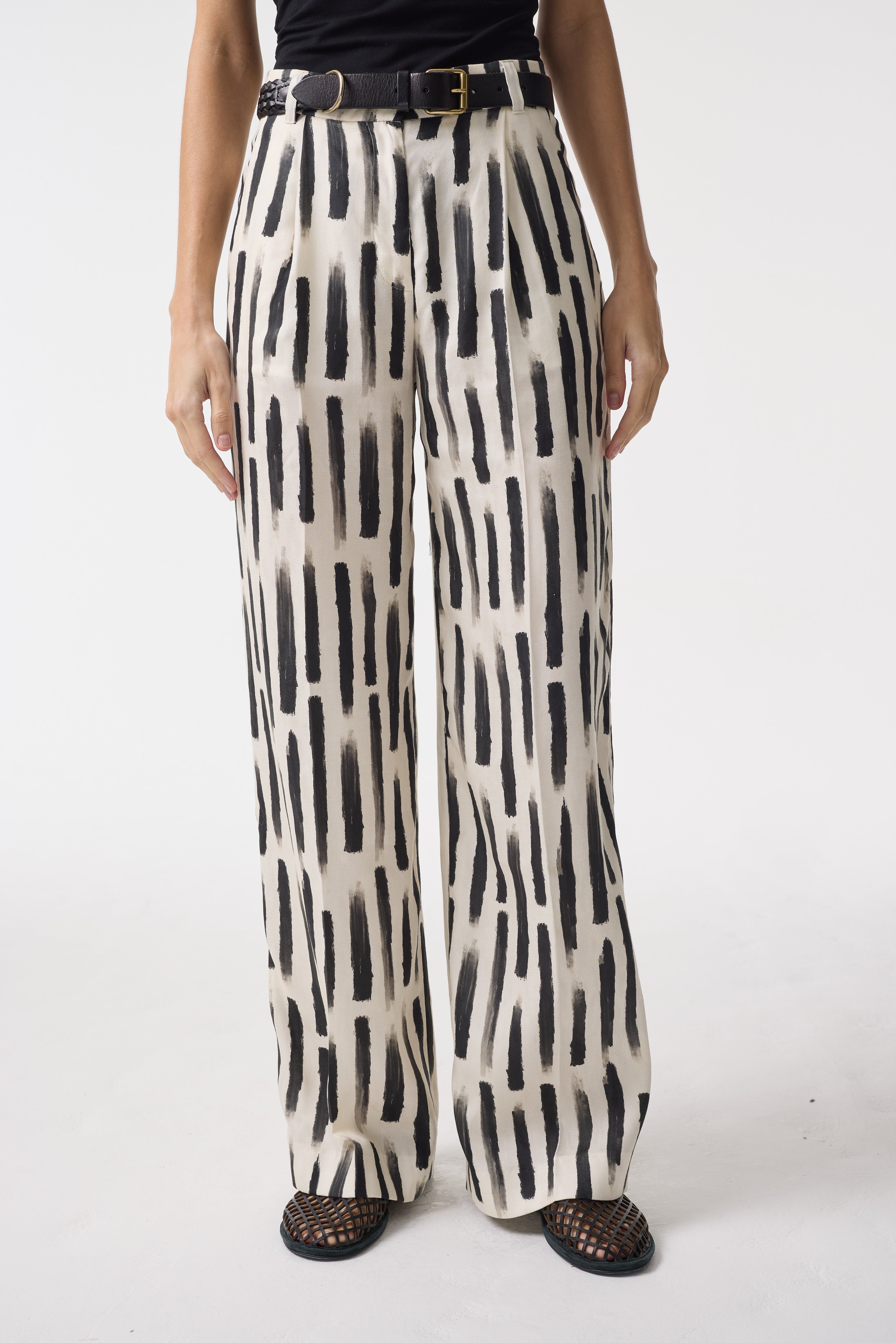 PERLA BRUSH STROKE PRINT TROUSERS