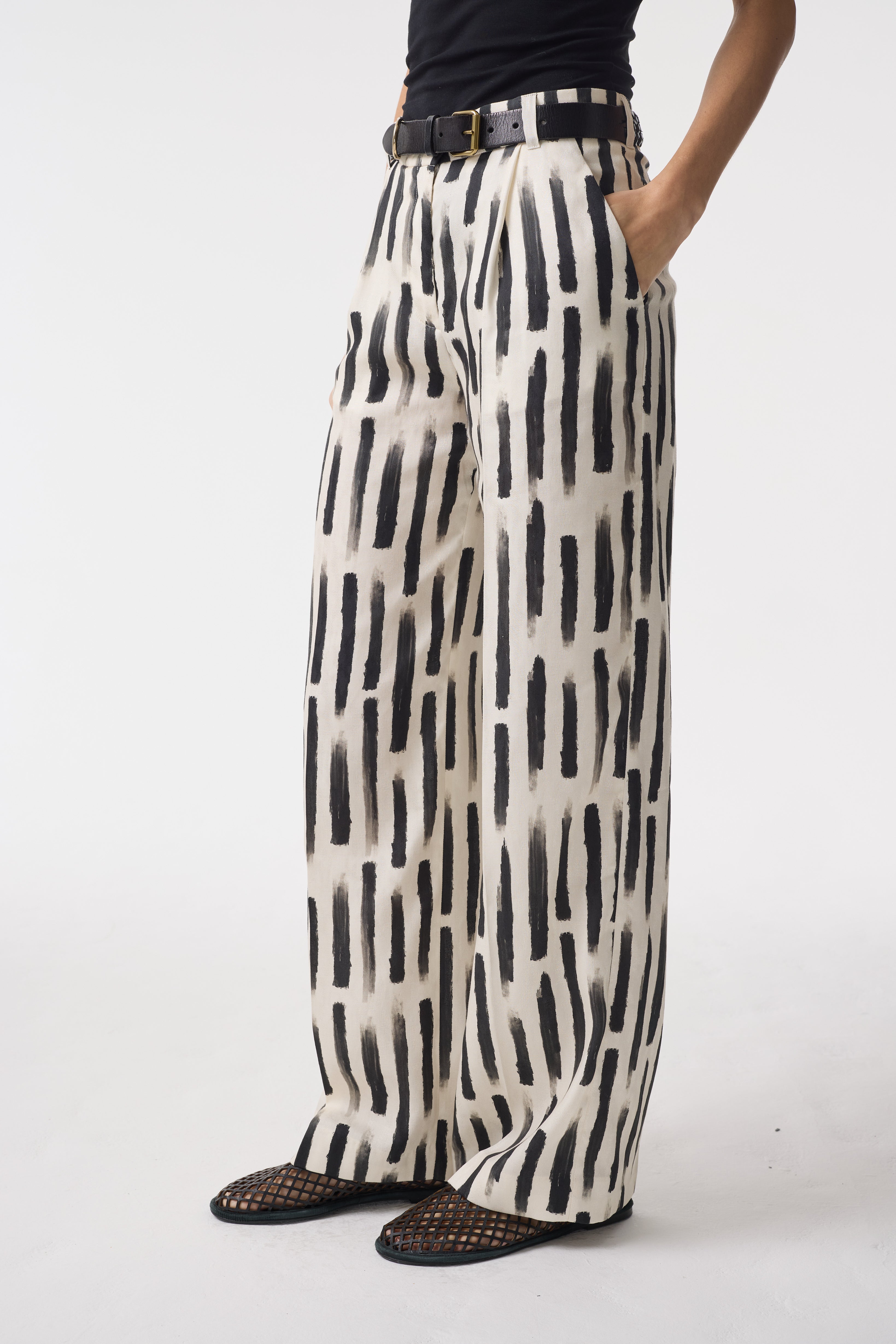 PERLA BRUSH STROKE PRINT TROUSERS