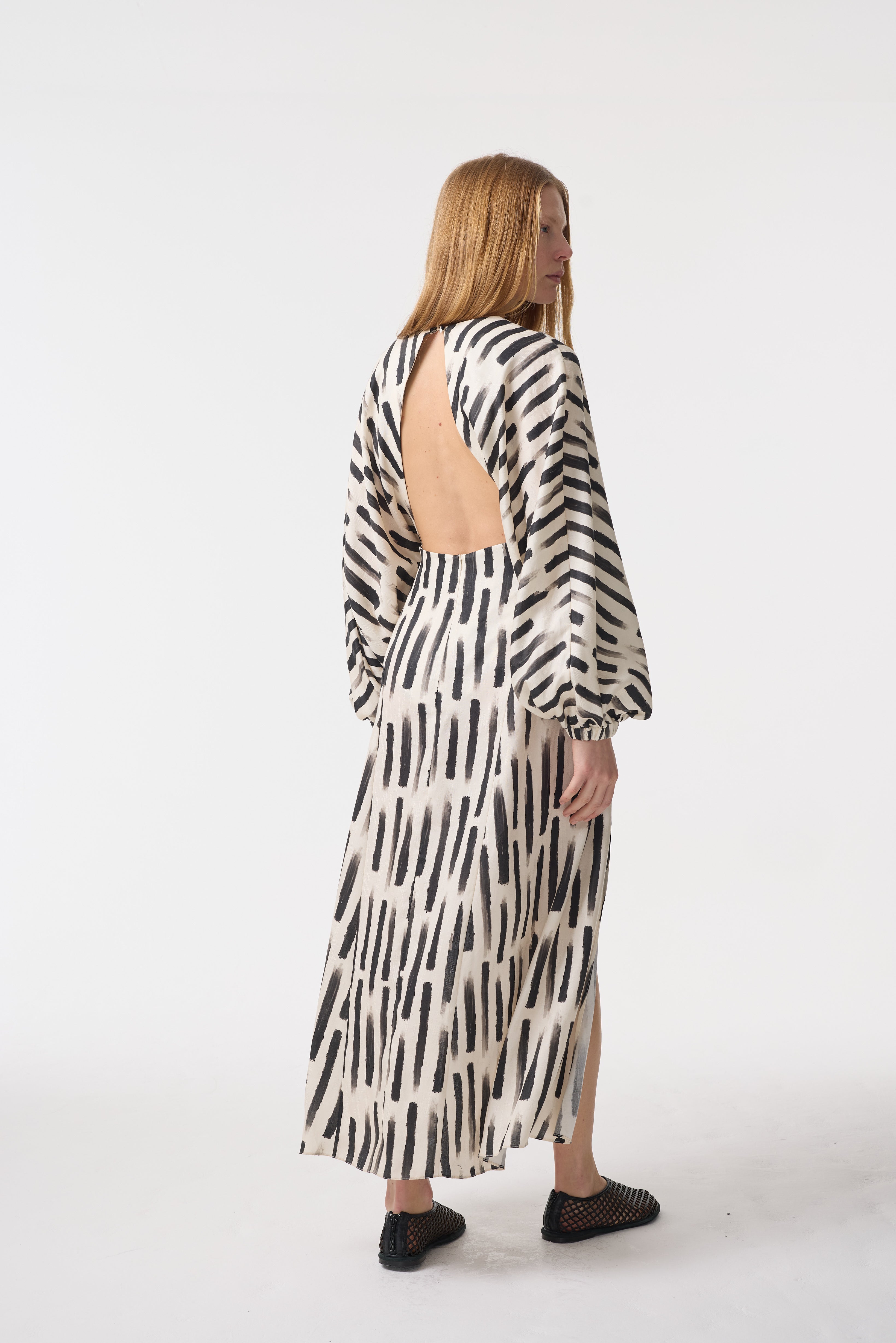 EVIE BRUSH STROKE PRINT DRESS