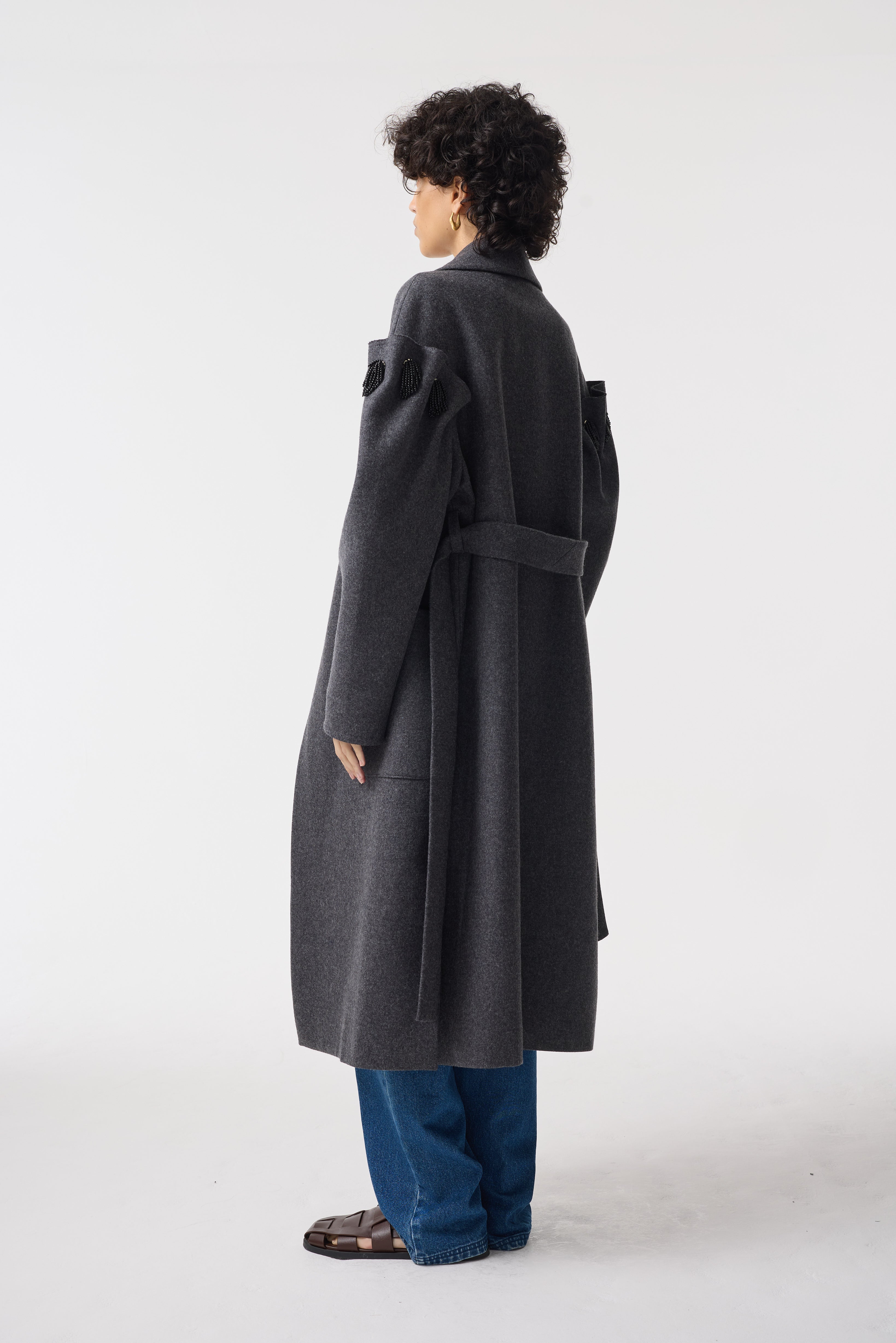 ZARIA GREY WOOL COAT
