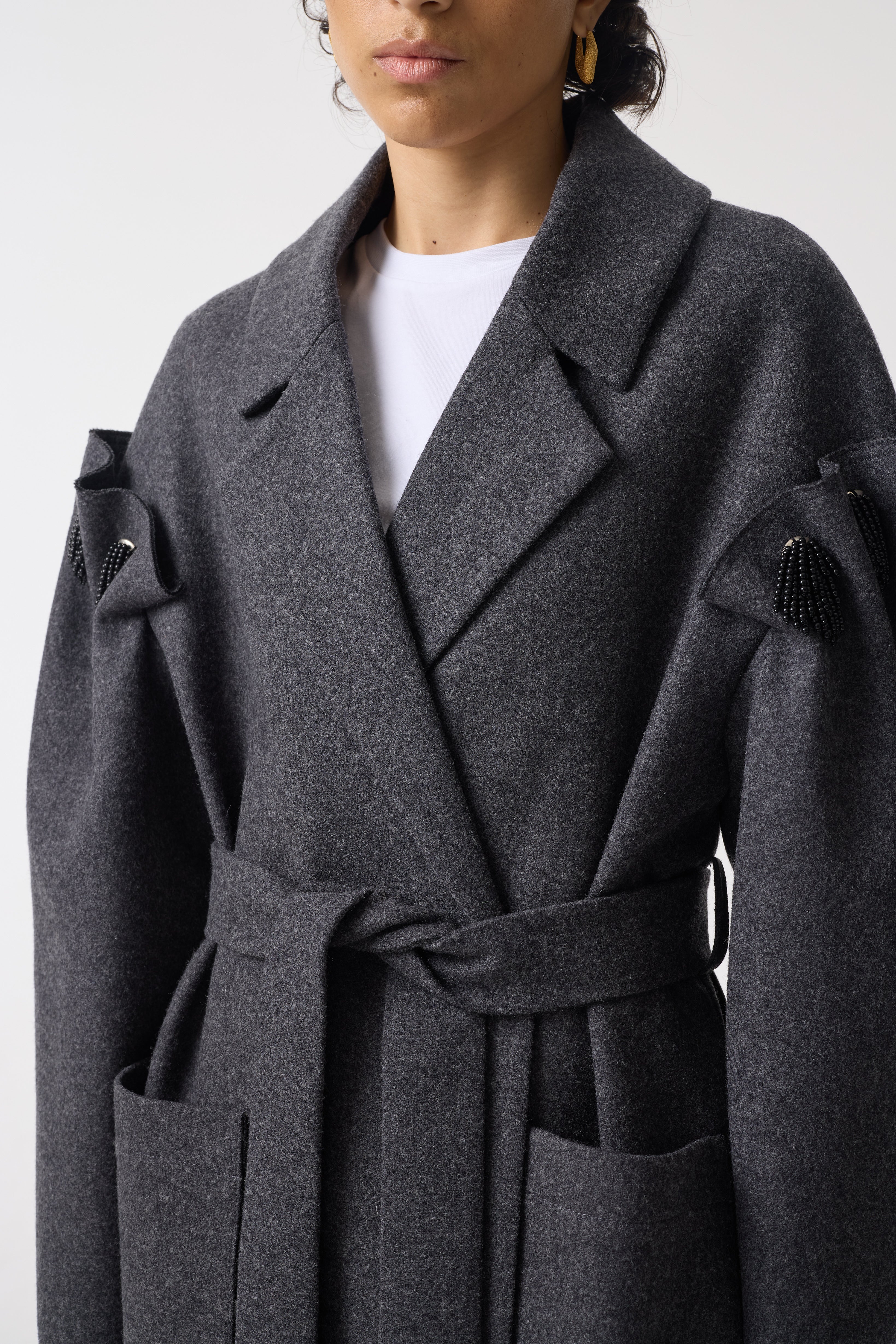 ZARIA GREY WOOL COAT