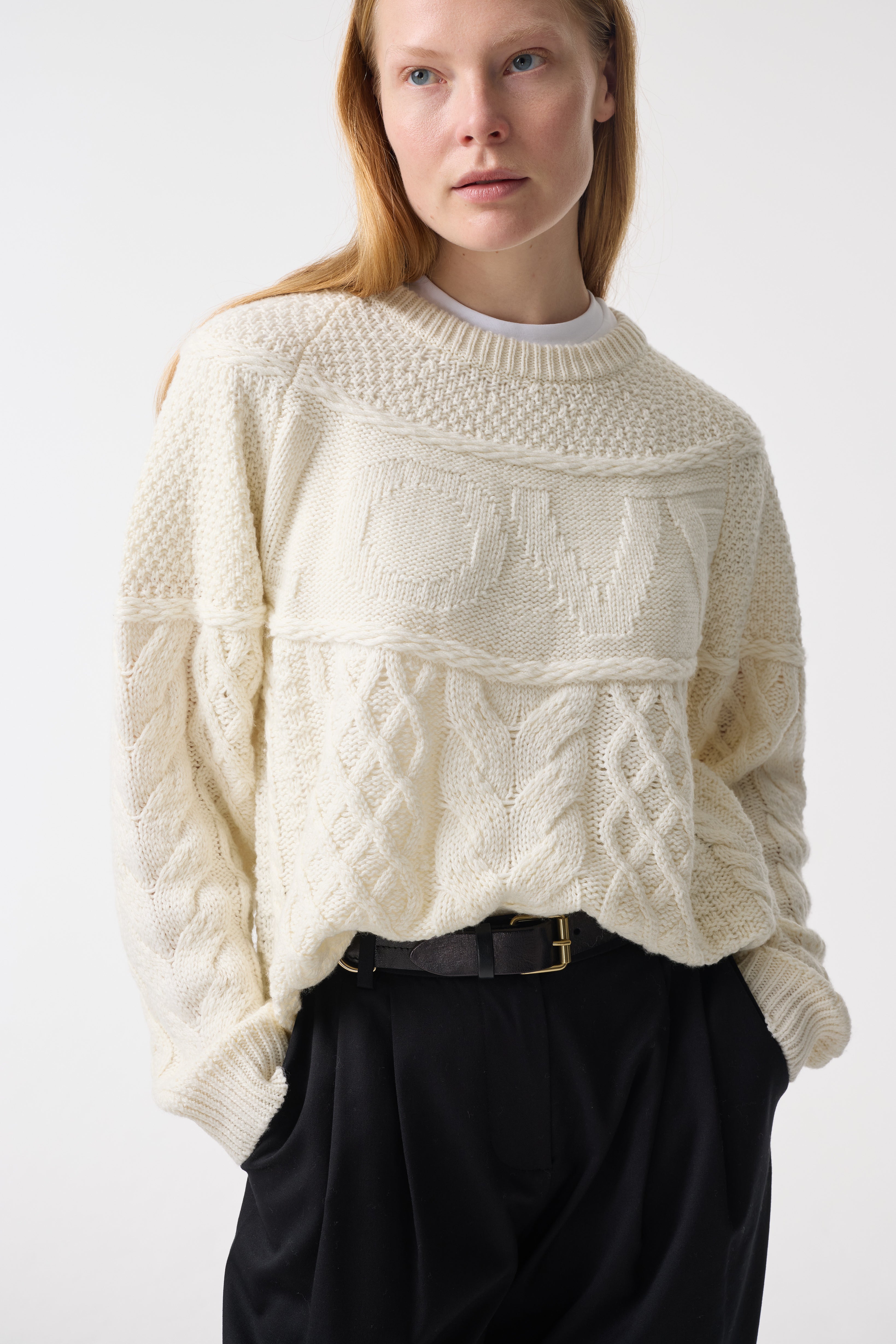 yu　ÉPINE PARIS logo knit ivory Ivory Upstate Cable Knit Cardigan