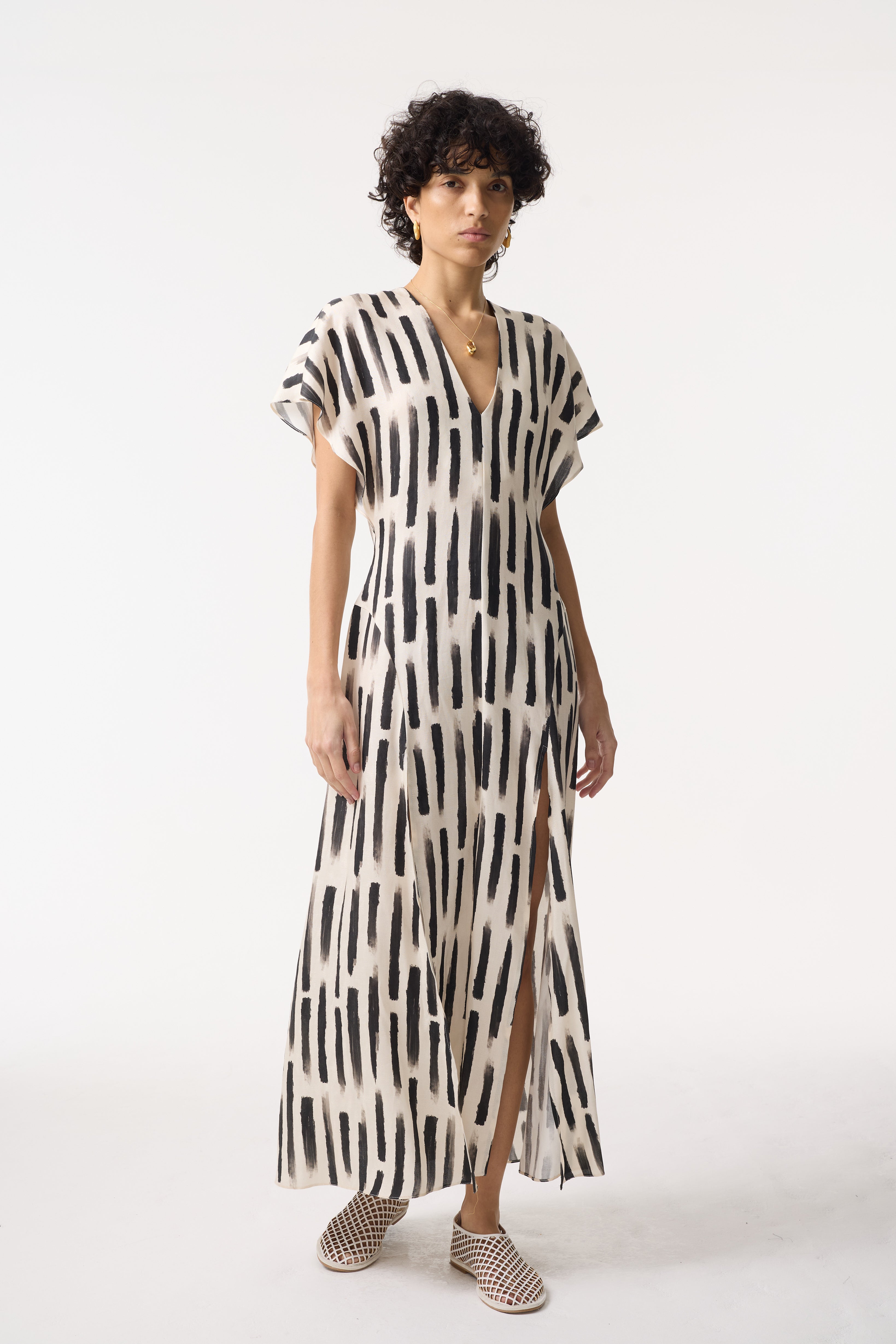 HOLLIE BRUSH STROKE PRINT DRESS