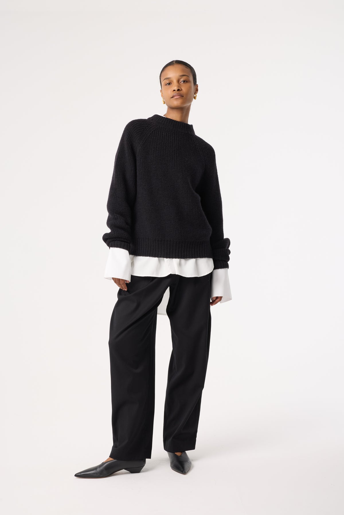 ATTICUS BLACK WOOL JUMPER